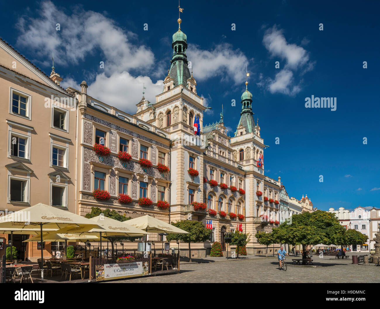Town Hall, Neorenaissance style, in Pardubice, Bohemia, Czech Republic Stock Photo