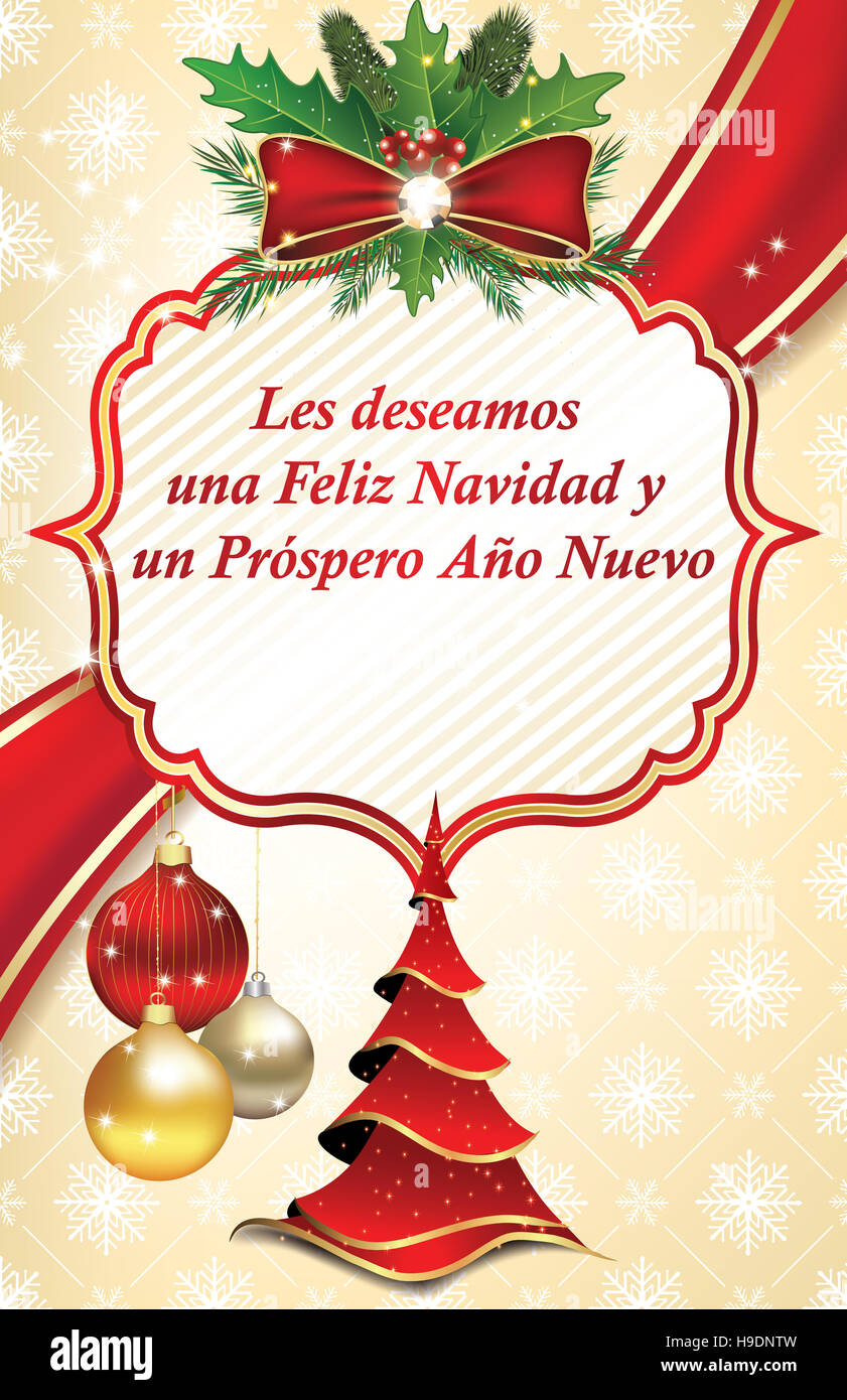 Les deseamos Feliz Navidad y Feliz Año Nuevo - tarjeta de felicitación  corporativa Stock Photo - Alamy