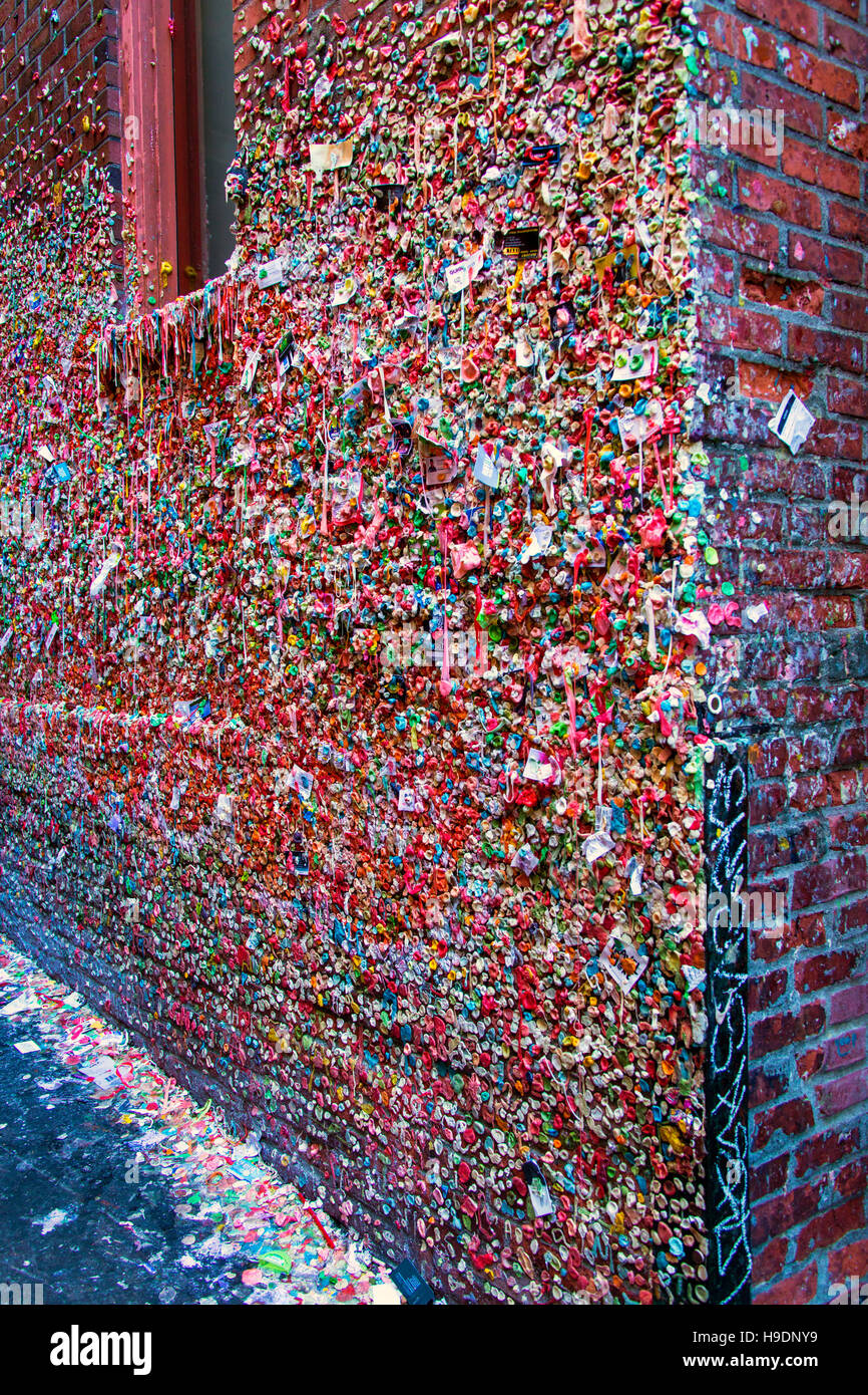 Seattle Washington State USA Gum Wall Post Alley Pike Place Market Stock Photo