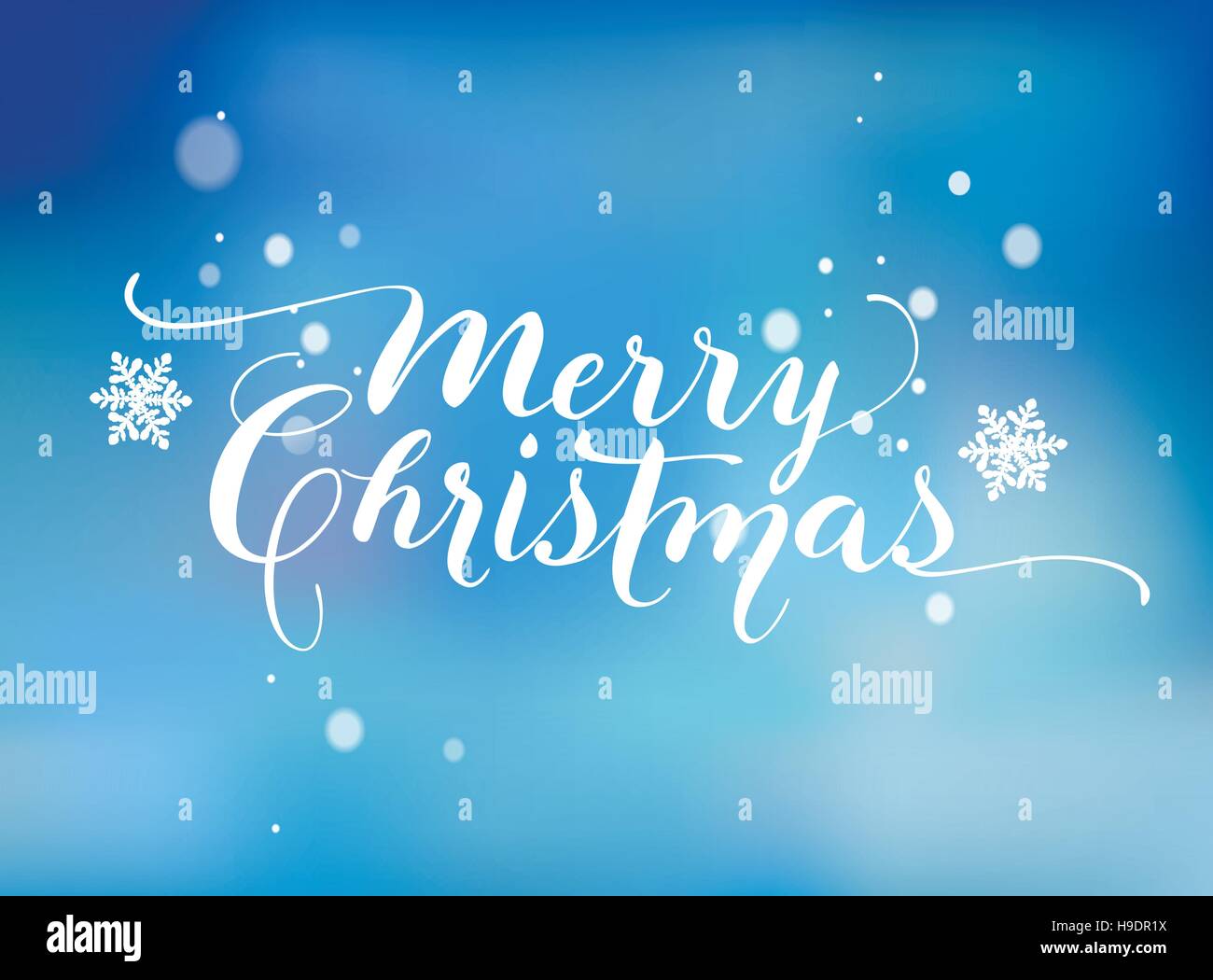 Lettering based on a Nib Calligraphy. Blue background with snowflakes ...