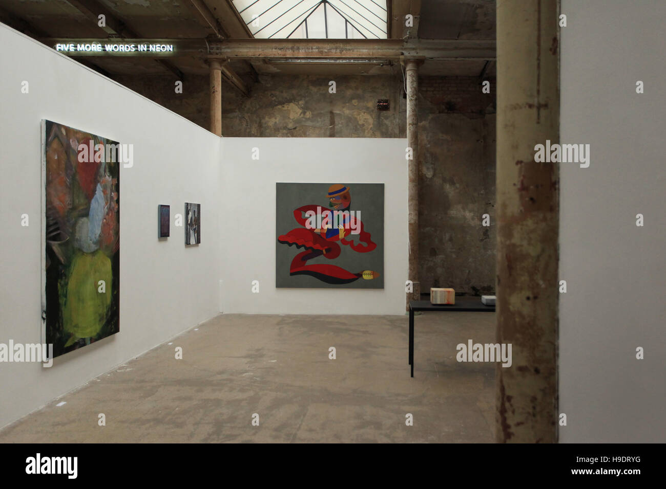 Exhibition (WERKSCHAU) at the Baumwollspinnerei (once one of the biggest spinning/ cotton mills in Europe) in Leipzig, Germany. Stock Photo