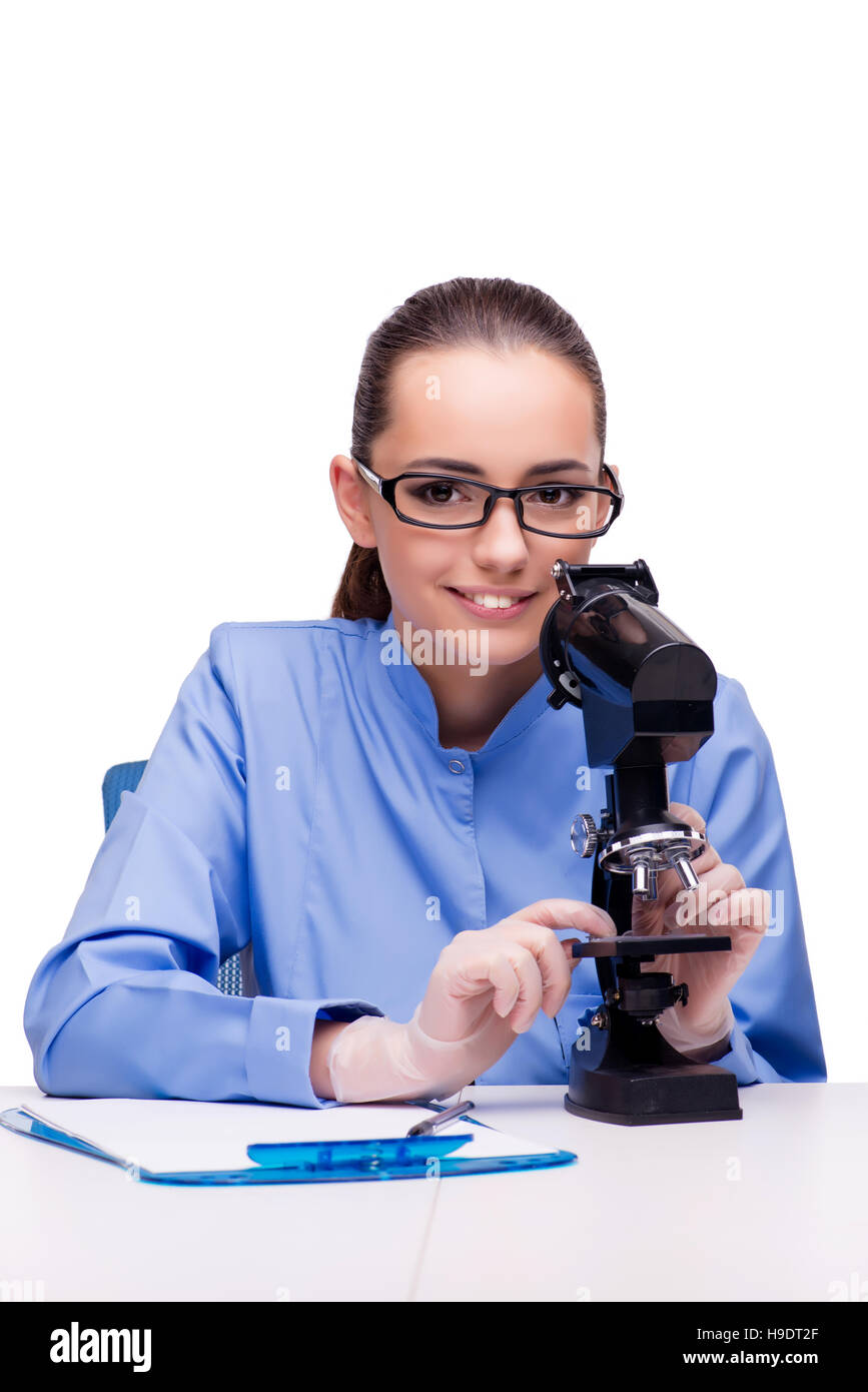 Lab chemist working with microscope and tubes Stock Photo Alamy Lab chemist working with microscope and tubes Stock Photo Alamy