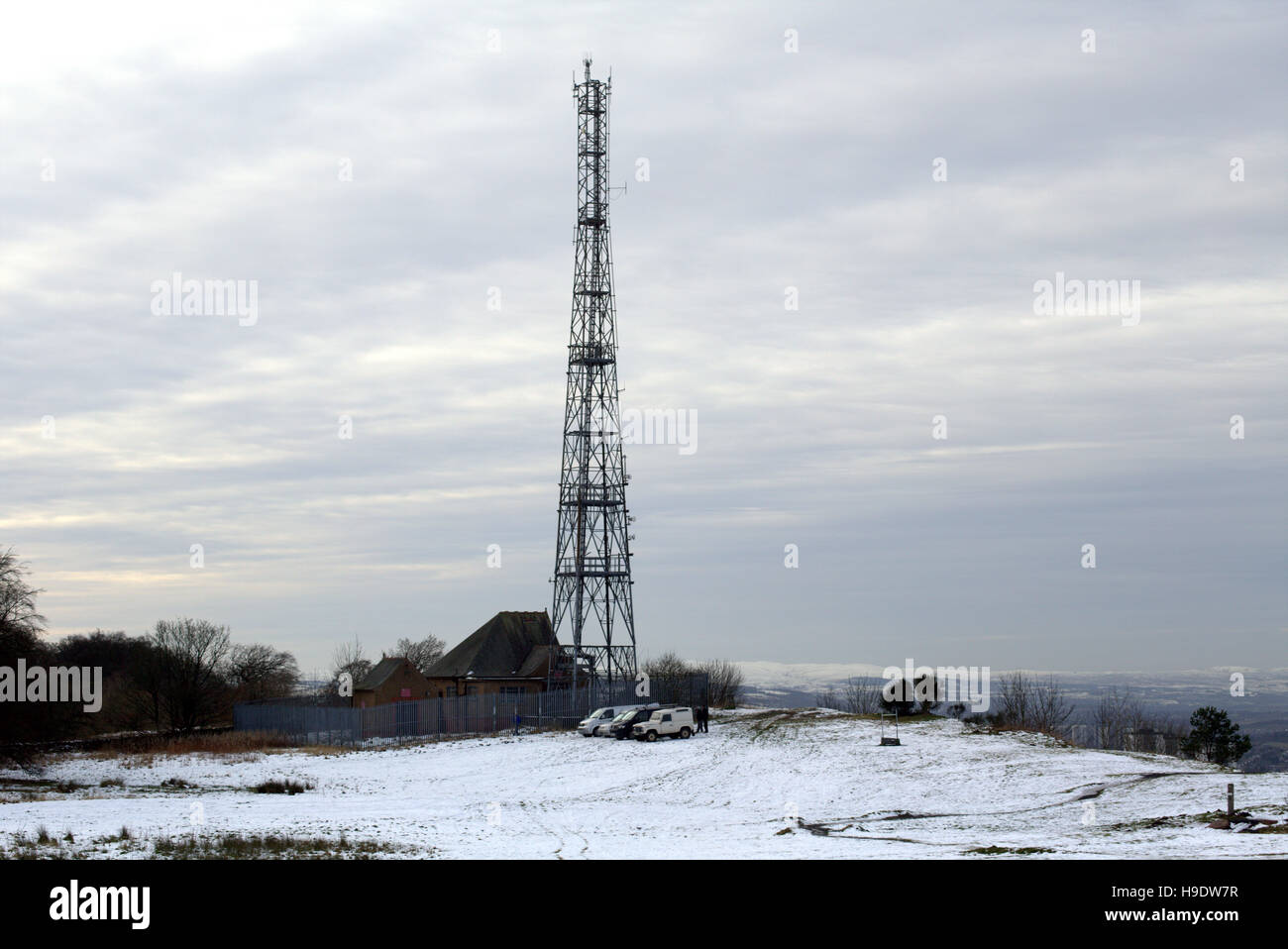 police communications radio mast cathkin braes glasgow  cell phone tower build Stock Photo