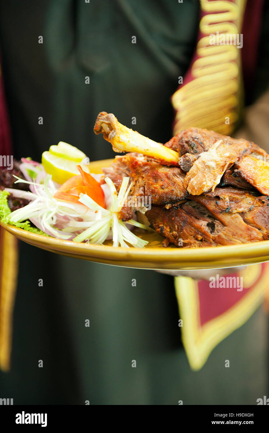 Raan, slow cooked lamb leg, at Bukhara, a traditional NorthWest
