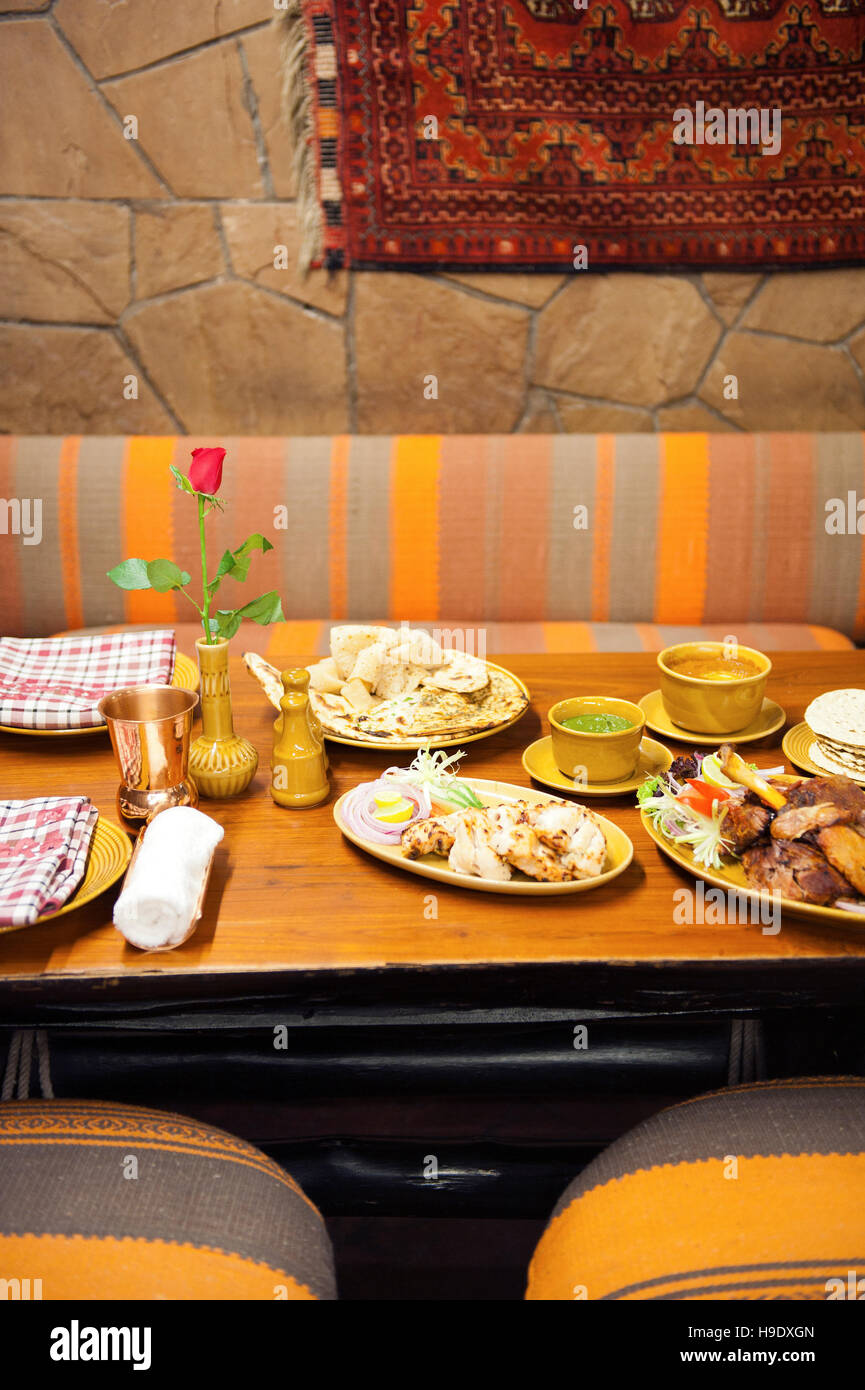 A spread of dishes at Bukhara, a traditional NorthWest Frontier