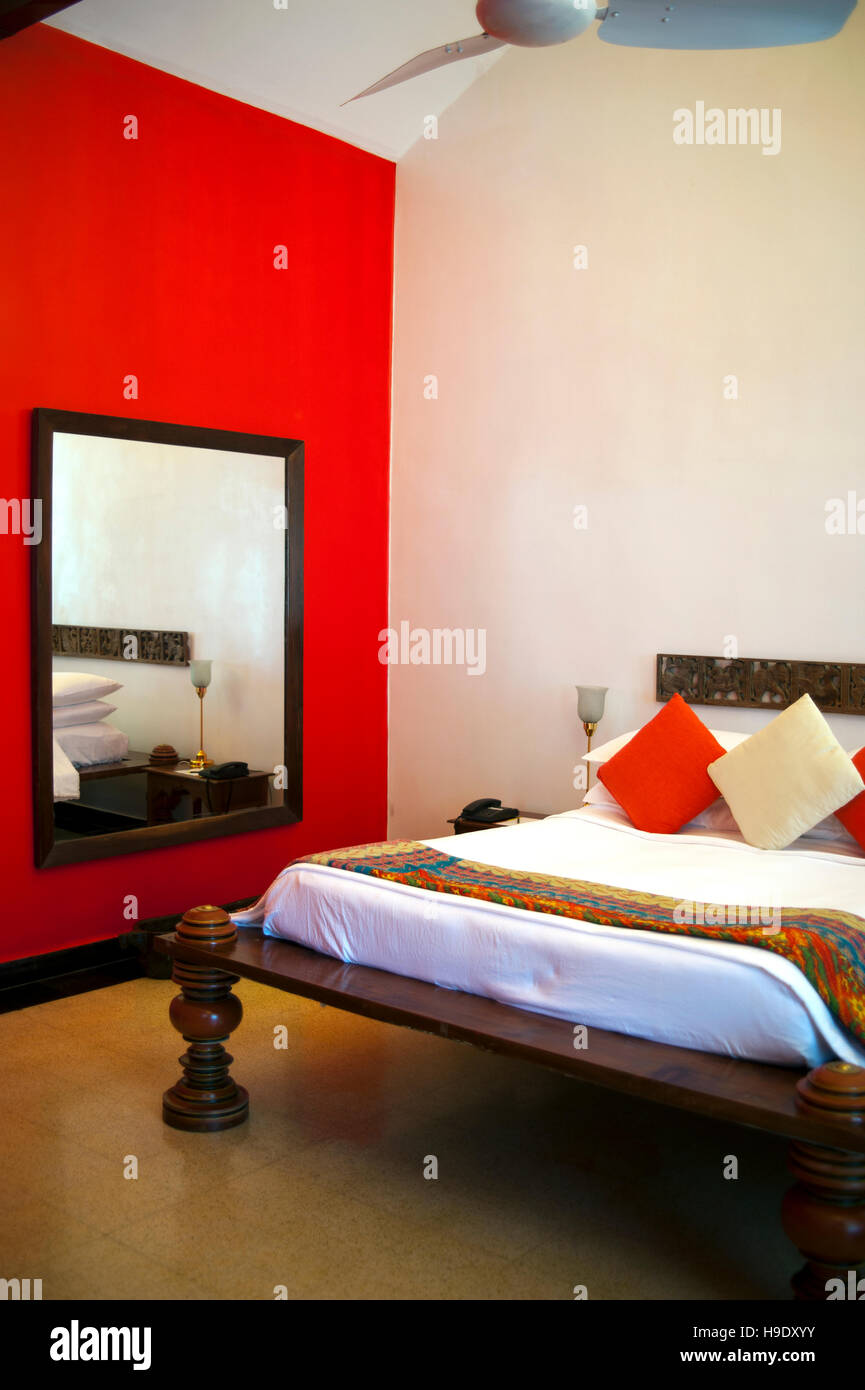 A guest room at the Malabar House, India's first boutique hotel comprising of two 18th century Dutch houses, in Fort Cochin. Stock Photo