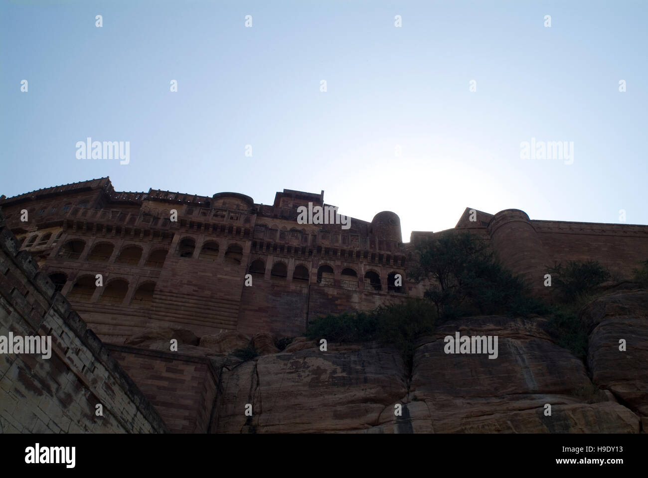 Standing below Mehrangarh Fort in Jodhpur, Rajasthan, India. Stock Photo