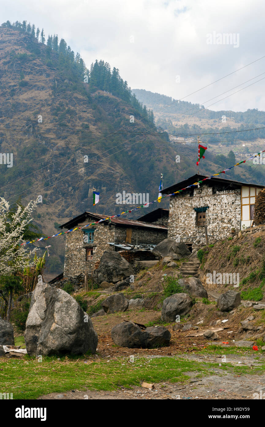 Traditional houses in Tawang Valley in northern Arunachal Pradesh