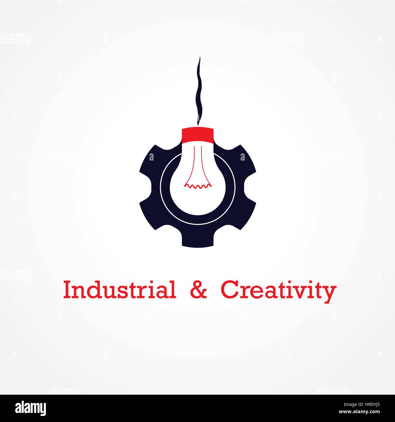 Creative light bulb and gear abstract vector design banner template. Corporate business industrial creative logotype symbol. Business and industrial c Stock Vector
