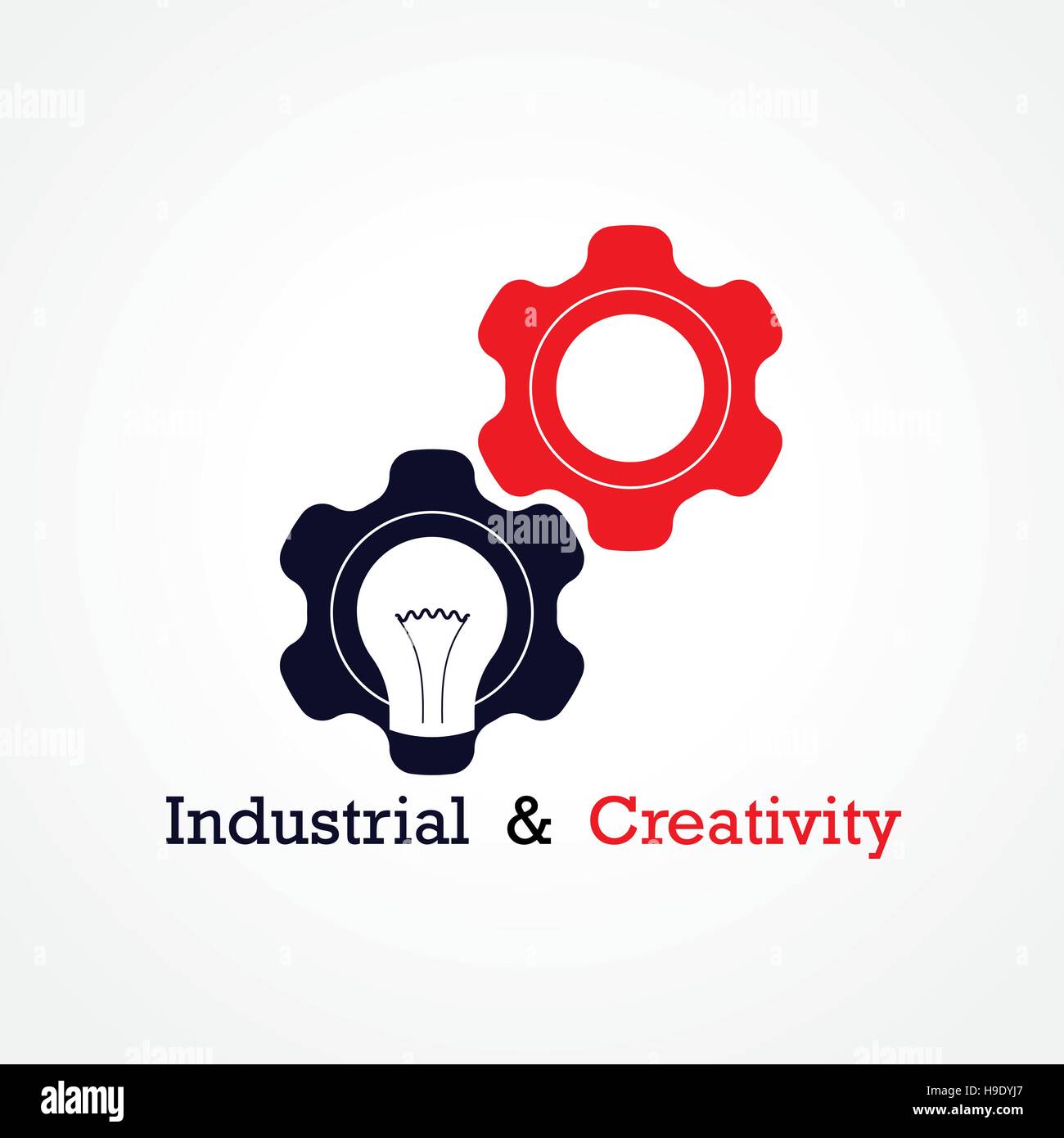 Creative light bulb and gear abstract vector design banner template. Corporate business industrial creative logotype symbol. Business and industrial c Stock Vector