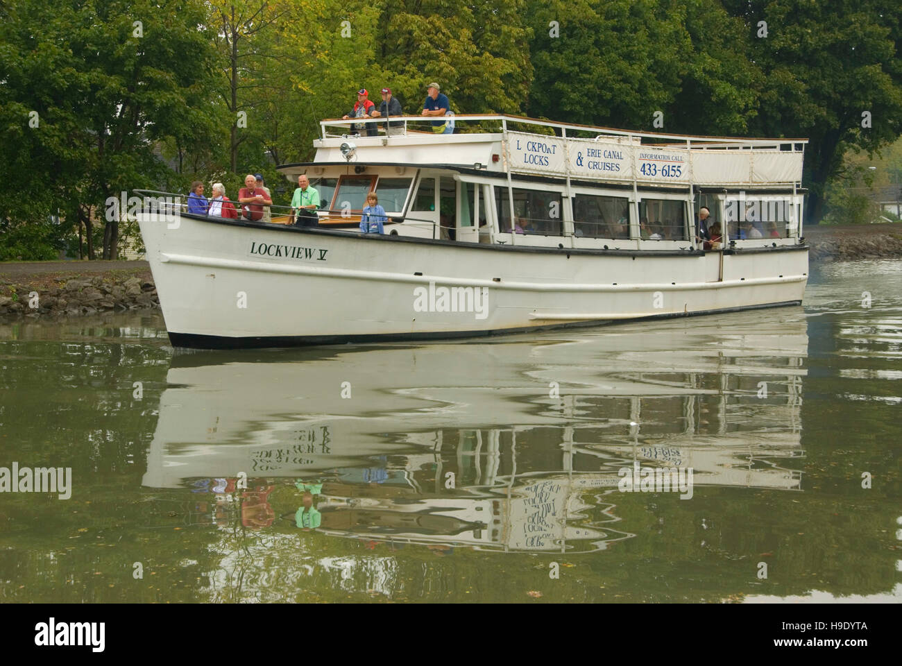 Tour boat, Erie Canal Heritage Trail, Lockport, New York Stock Photo