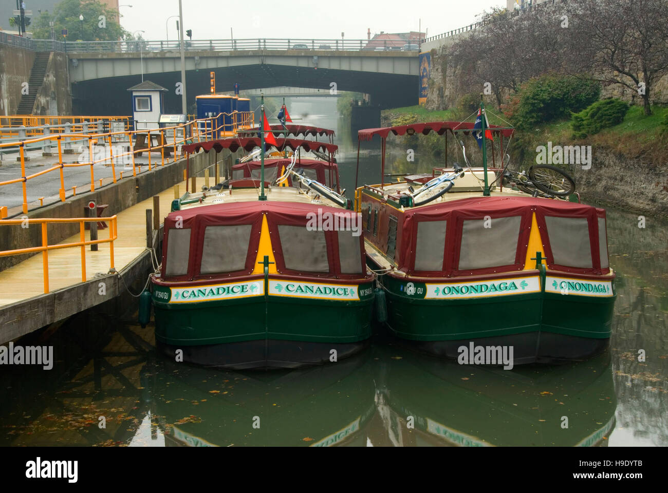 Canal boats, Erie Canal Heritage Trail, Lockport, New York Stock Photo