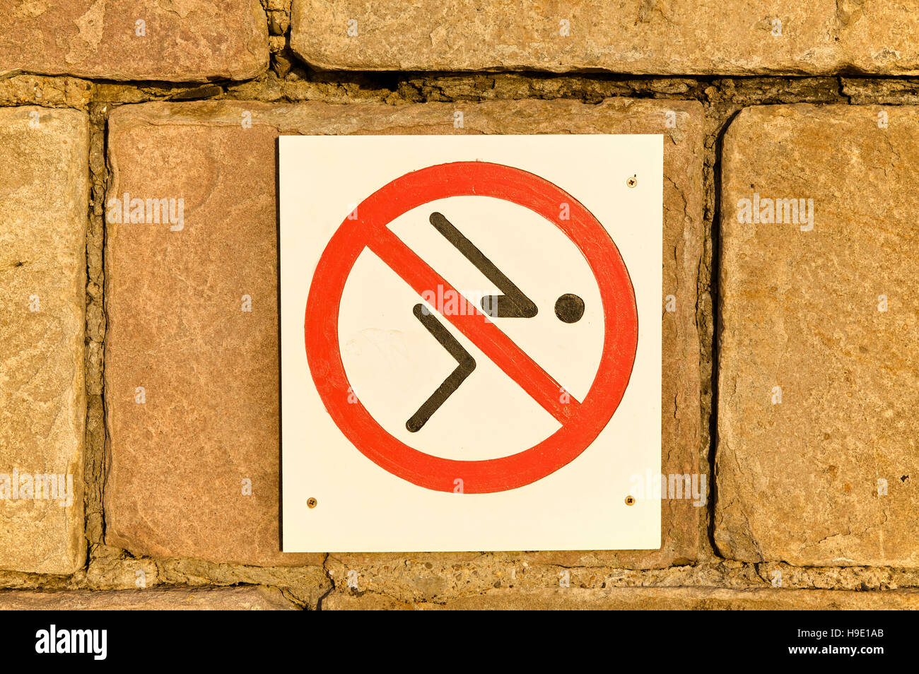 No diving, sign Stock Photo
