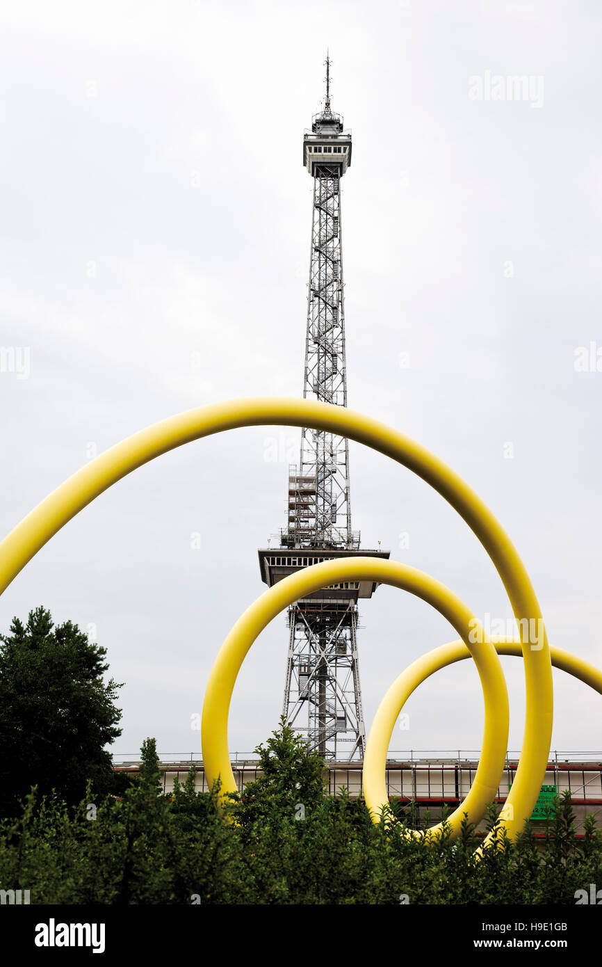 Funkturm, radio tower, Looping sculpture, spiral, exhibition centre, Berlin Stock Photo