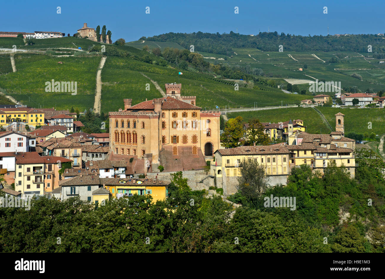 Village of Barolo with Barolo Castle, Castello di Barolo, Piedmont