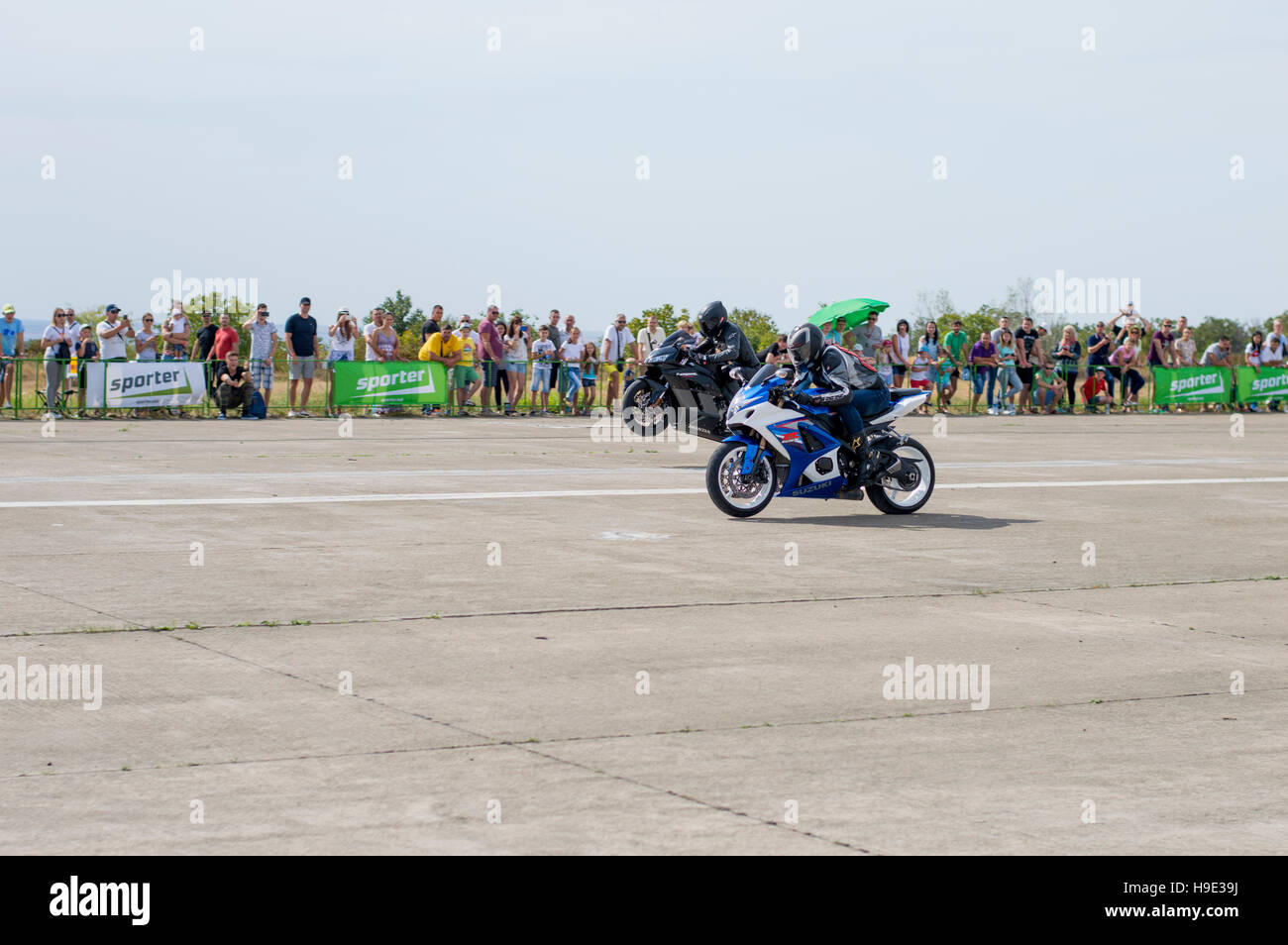 races of motorcycles on Reisinge's Drags Stock Photo
