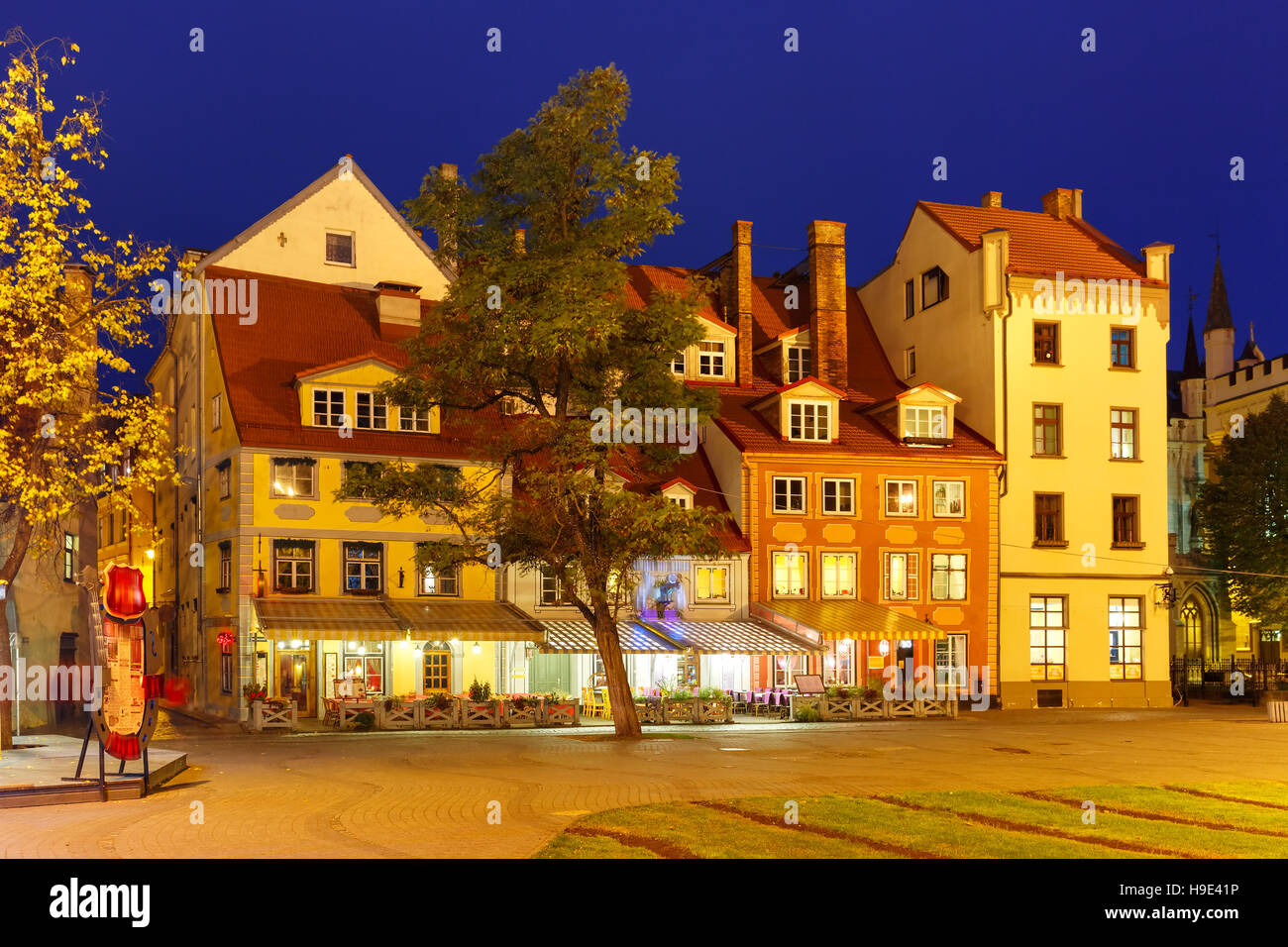City Hall Square in the Old Town of Riga, Latvia Stock Photo