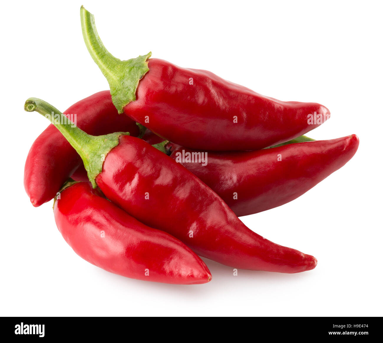 red chili peppers isolated on the white background. Stock Photo
