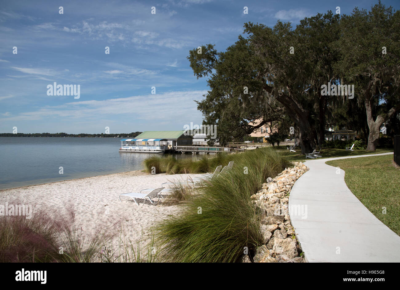 Mount Dora Florida USA Lake Dora beach on the lakeside Stock Photo