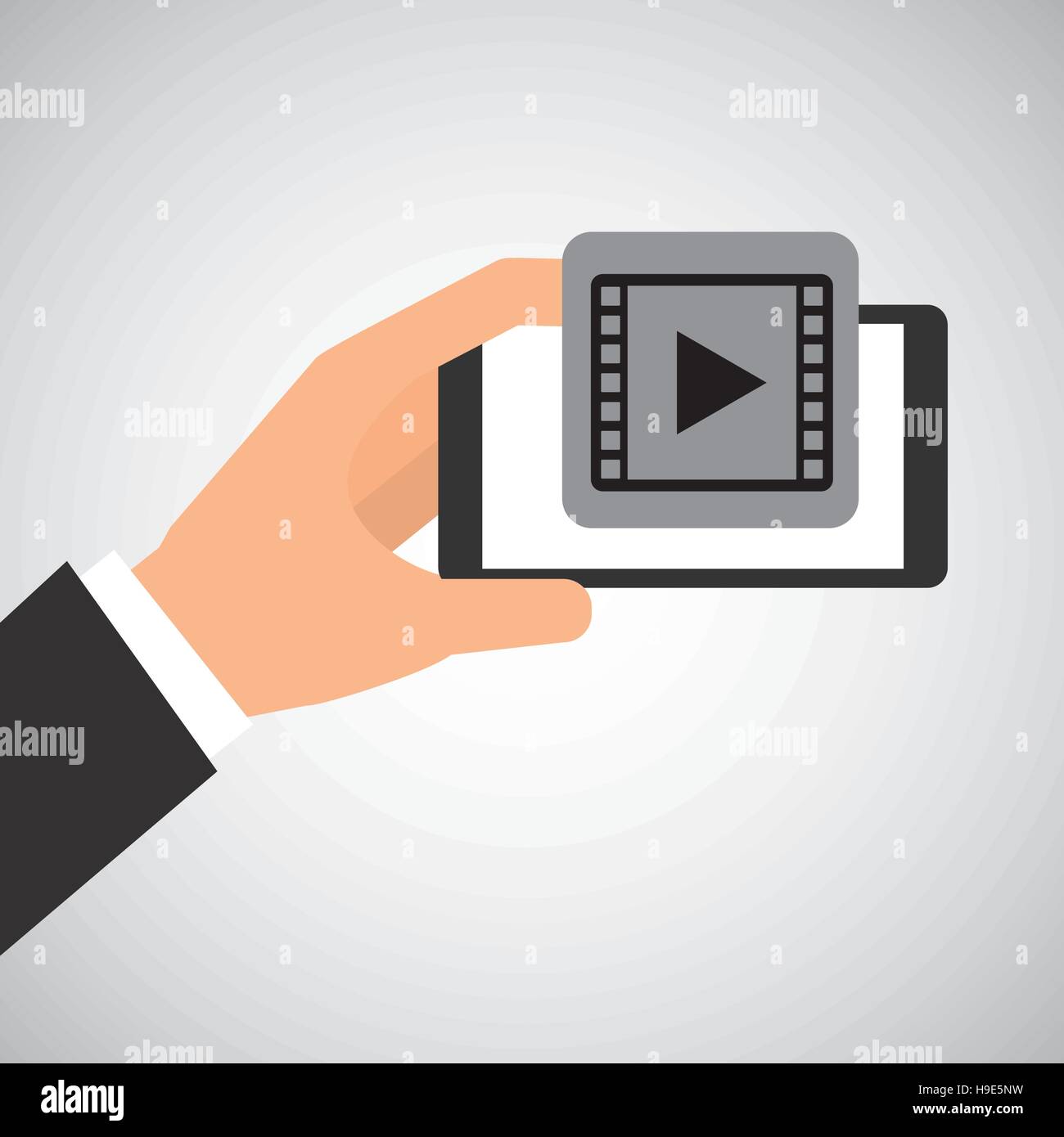 hand holding smartphone video player vector illustration eps 10 Stock ...
