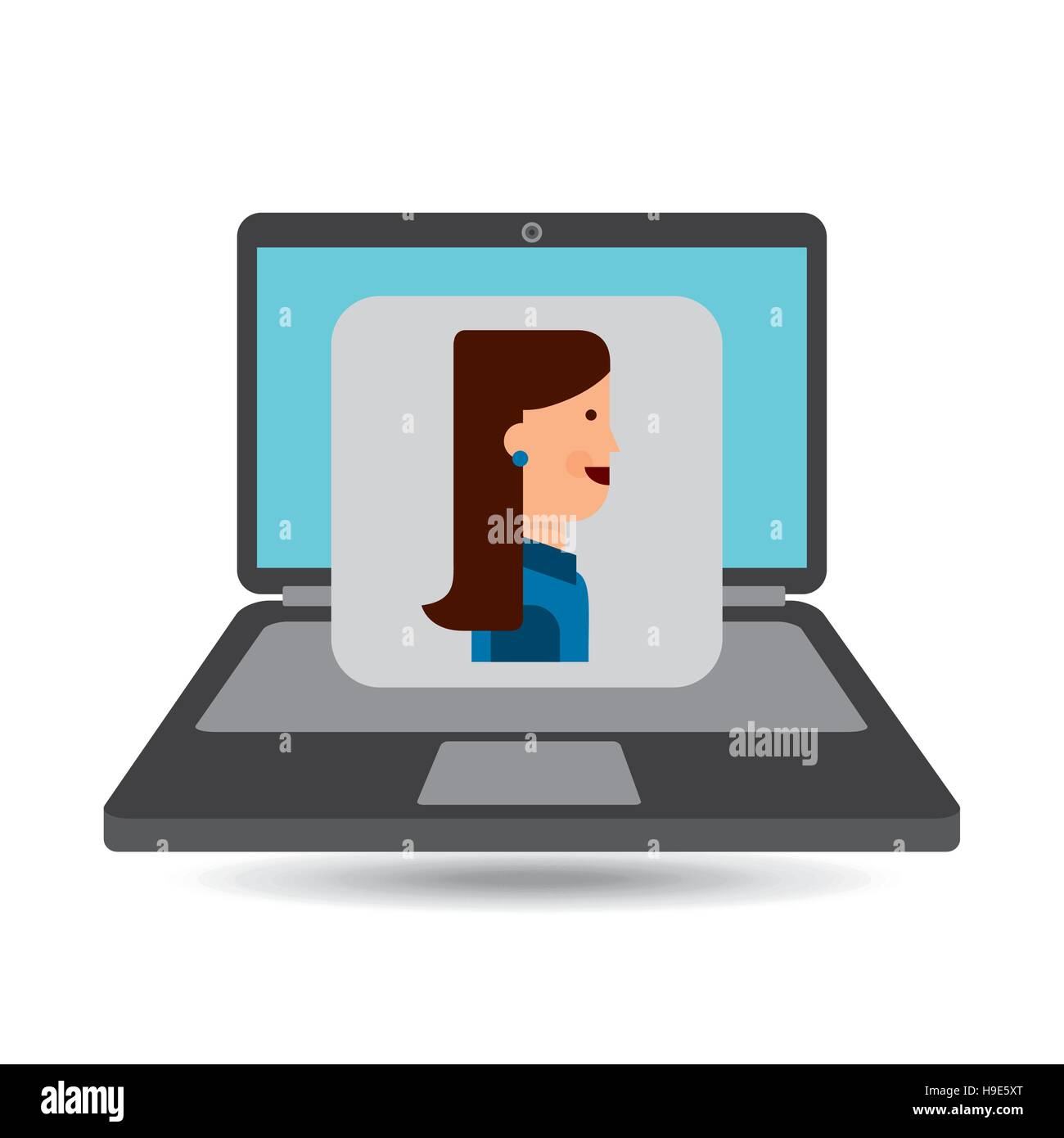 Female Computer Character laptop computer character girl graphic vector illustration eps 10 Stock ...