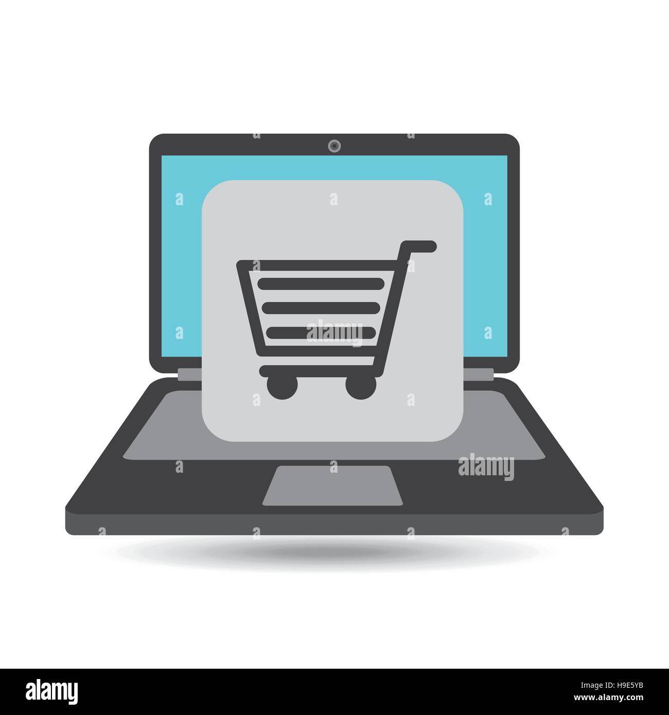 notebook computer shopping cart market vector illustration eps 10 Stock ...