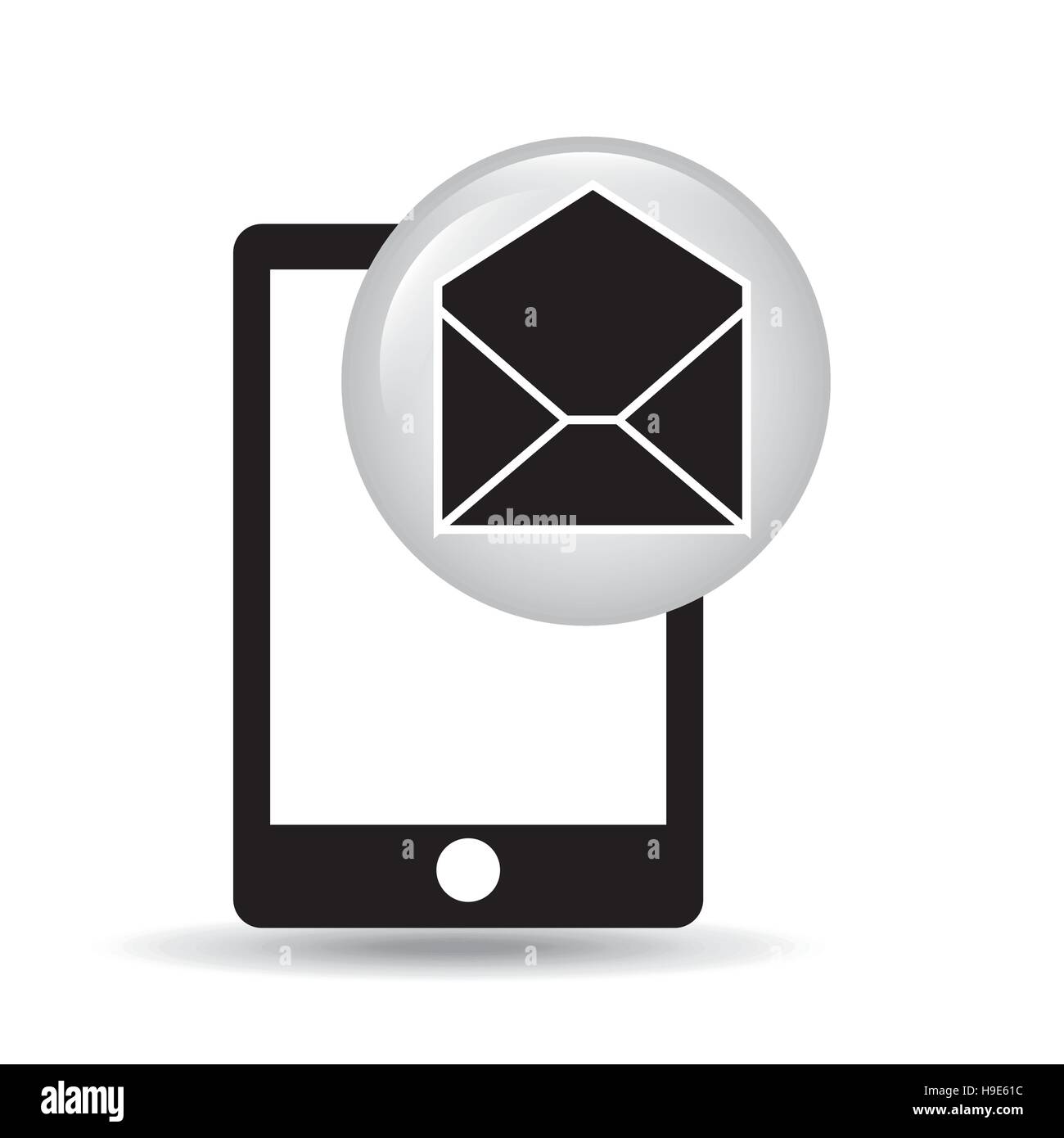 black smartphone device open envelope email vector illustration eps 10 ...
