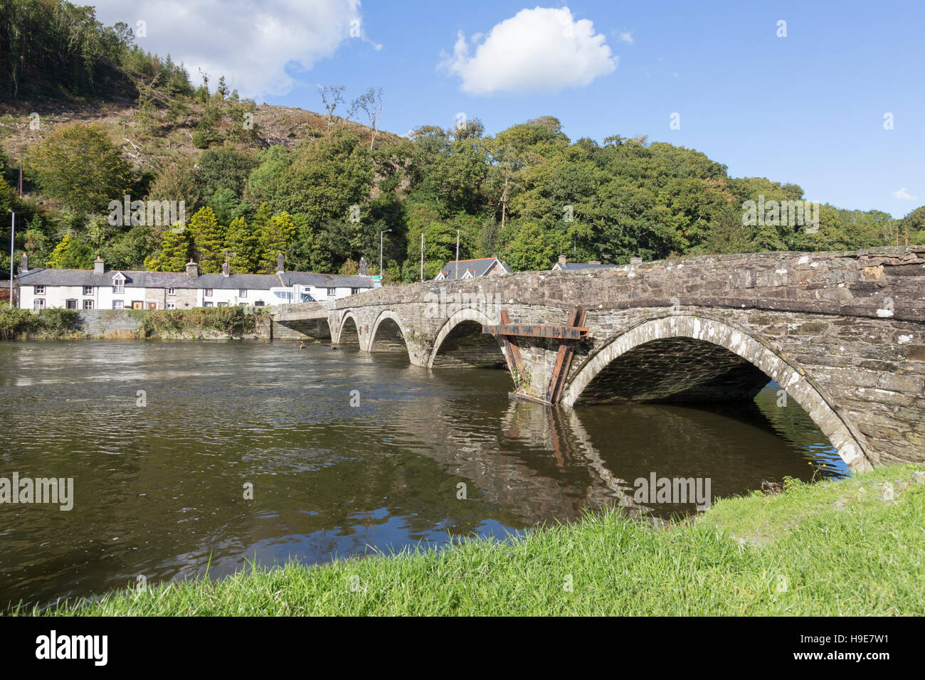 Dovey Bridge (Pont a'r Dyfi) built in 1805, crossing the River Dovey near Machynlleth Mid Wales, UK Stock Photo