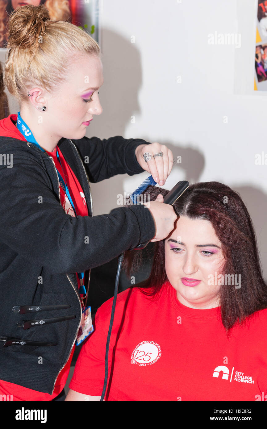 A hairdressing demonstration at the Royal Norfolk Show in the
