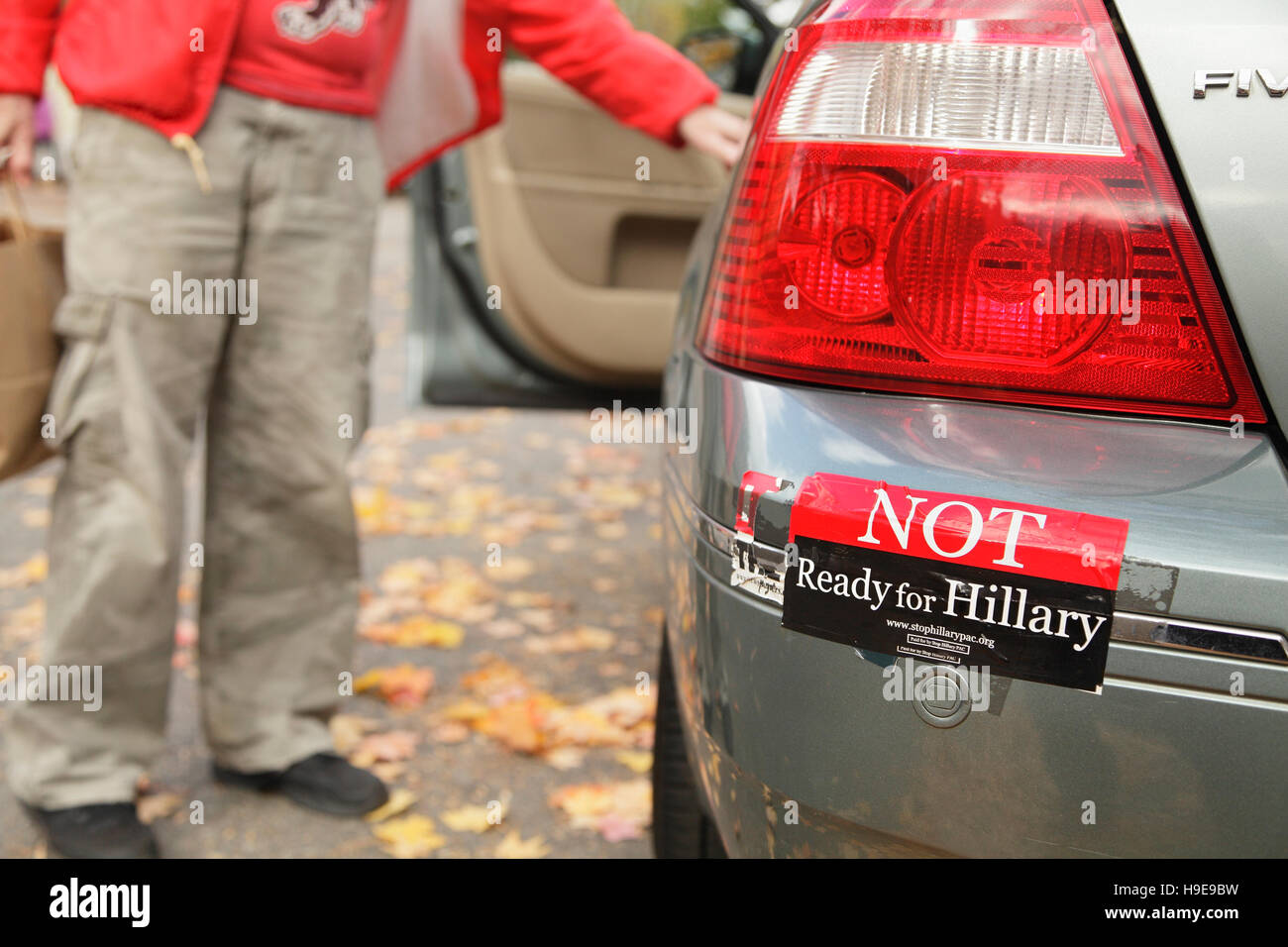 'Not Ready for Hillary' bumper sticker, North Carolina, USA Stock Photo