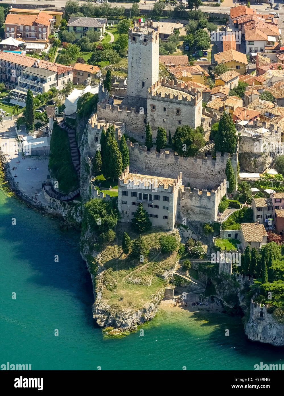 Aerial View Castello Di Malcesine Malcesine Castle Lake Garda Lago Aerial View Castello Di Malcesine Malcesine Castle Lake Garda Lago