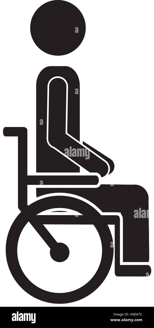 black silhouette Disabled person sitting in the wheelchair vector ...