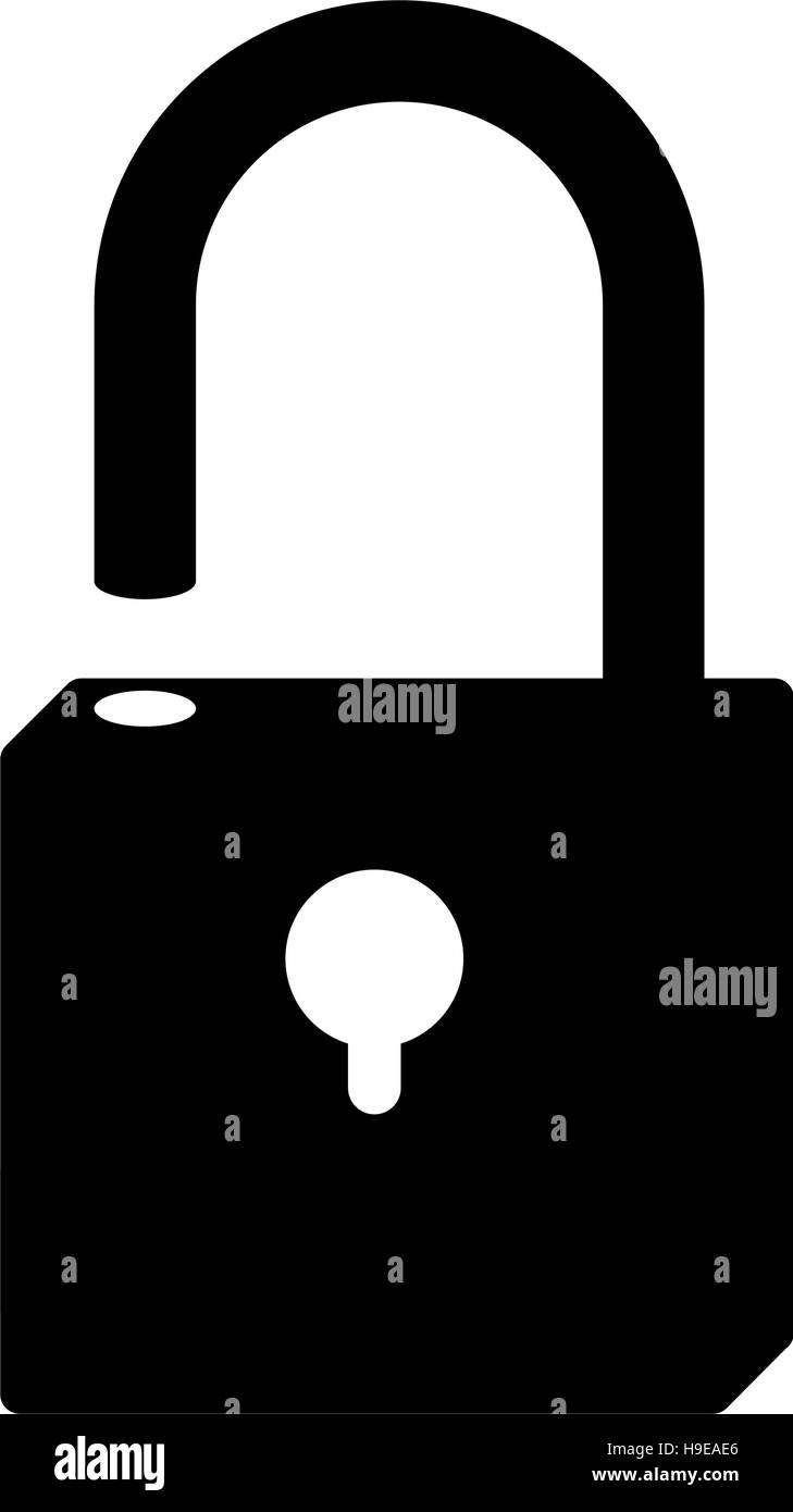 silhouette with opened padlock monochrome vector illustration Stock ...