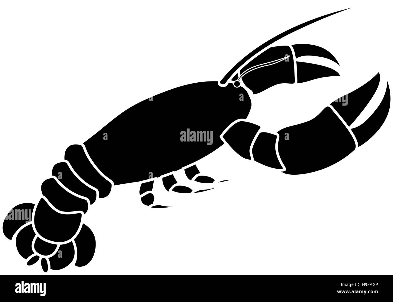 silhouette monochrome with lobster diagonal view vector illustration Stock Vector