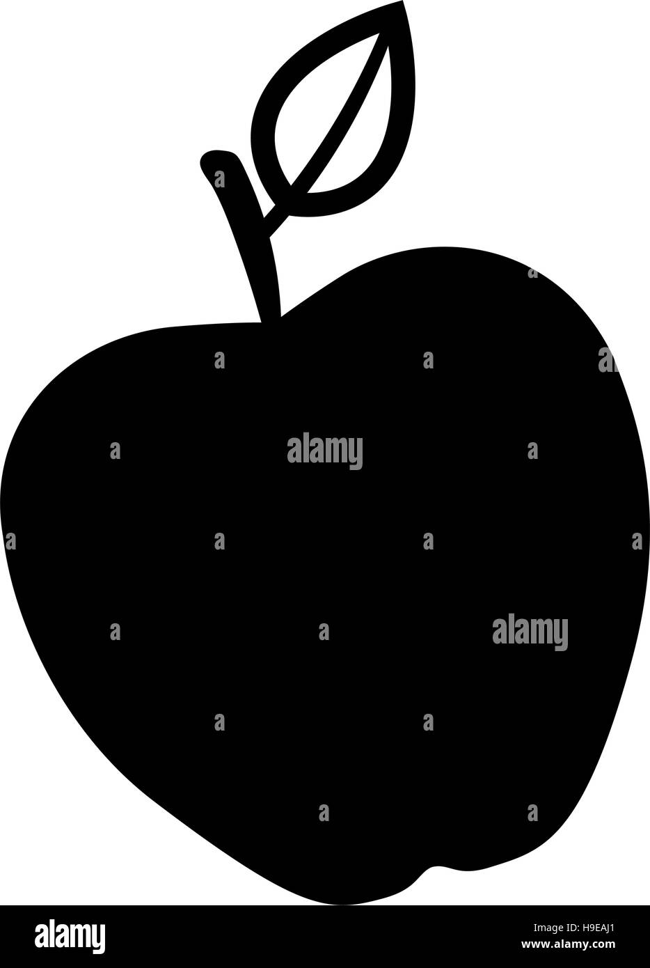 silhouette monochrome with apple fruit vector illustration Stock Vector