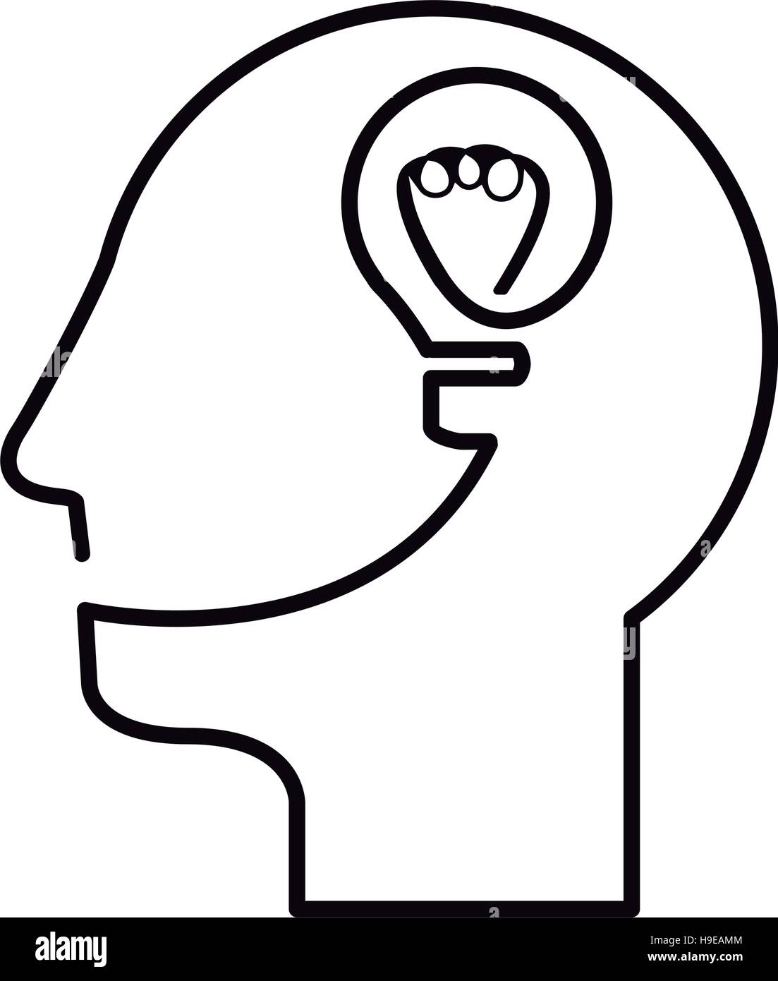 black silhouette head with light bulb vector illustration Stock Vector ...