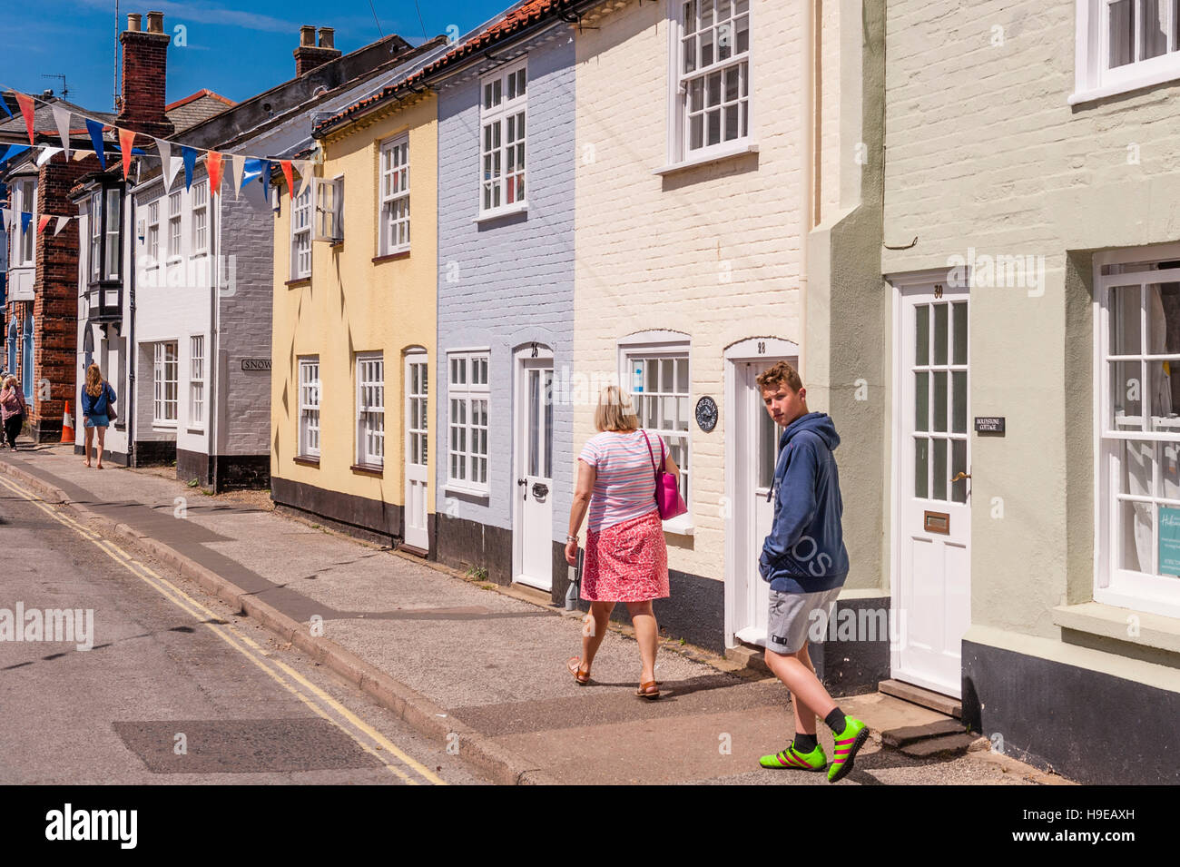 Pretty terraced cottages in Southwold , Suffolk , England , Britain , Uk Stock Photo