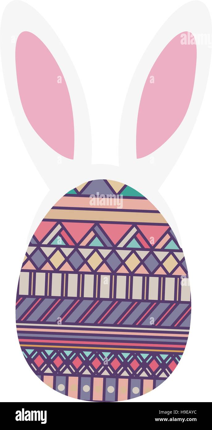 colorful easter egg design with ears bunny vector illustration Stock ...