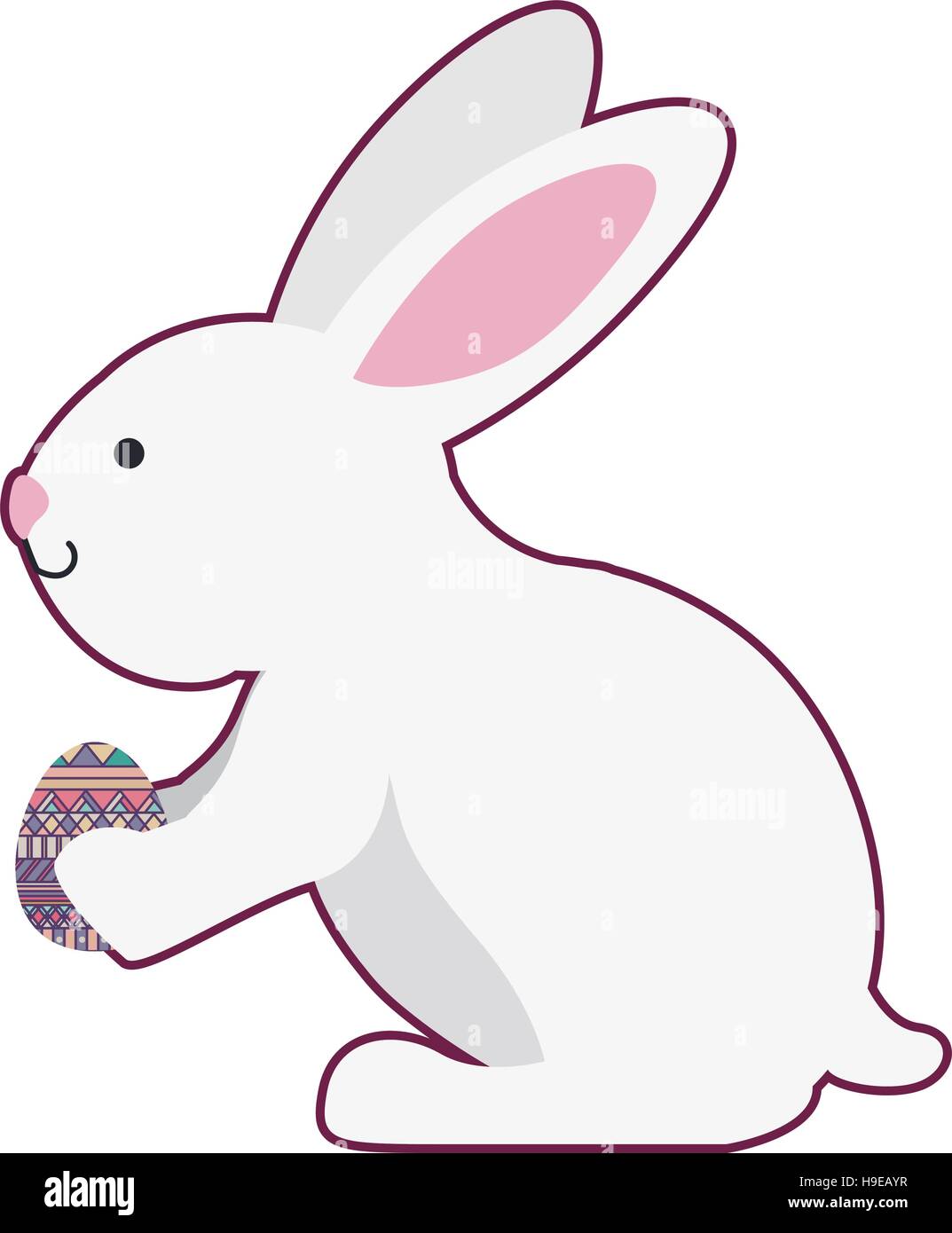 rabbit holding easter egg with long ears vector illustration Stock ...