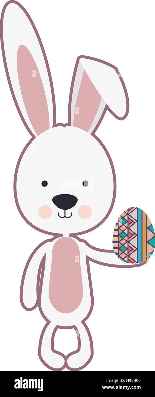 skinny rabbit holding a easter egg vector illustration Stock Vector ...