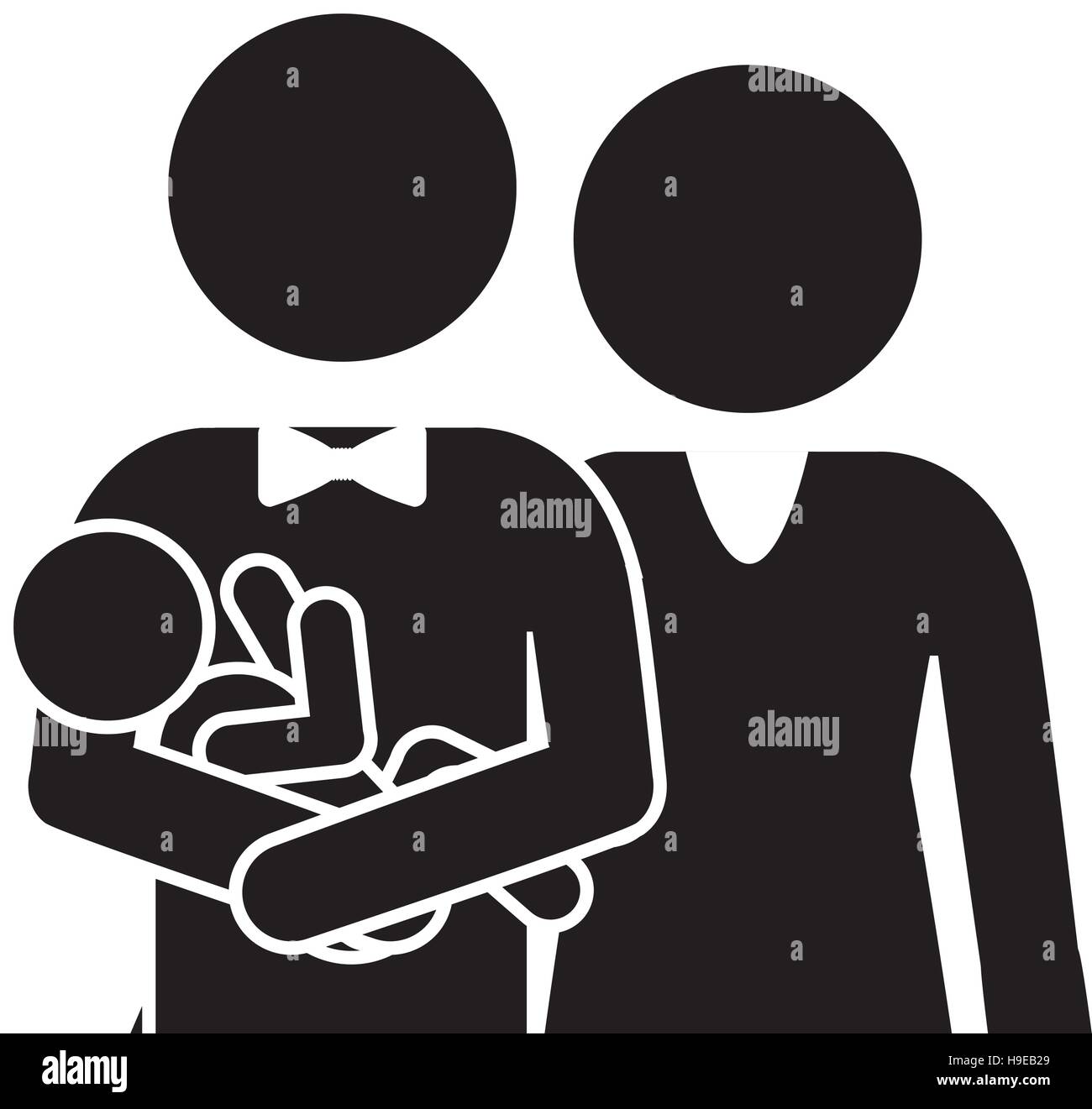 Half Body Pictogram Family With Baby In Arms Vector Illustration Stock Vector Image Art Alamy
