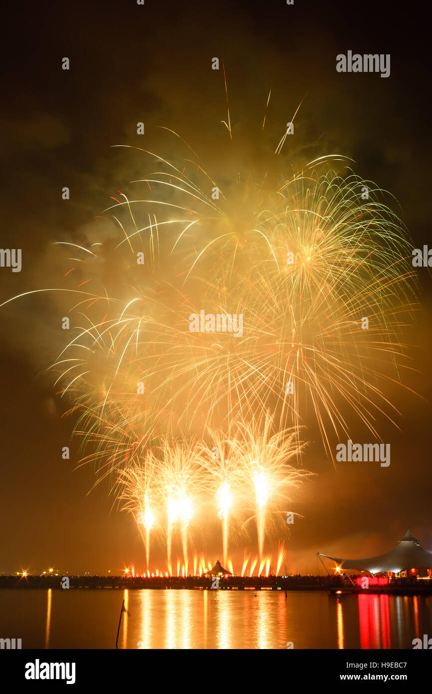 Spectacular fireworks show in a new year celebration that held at