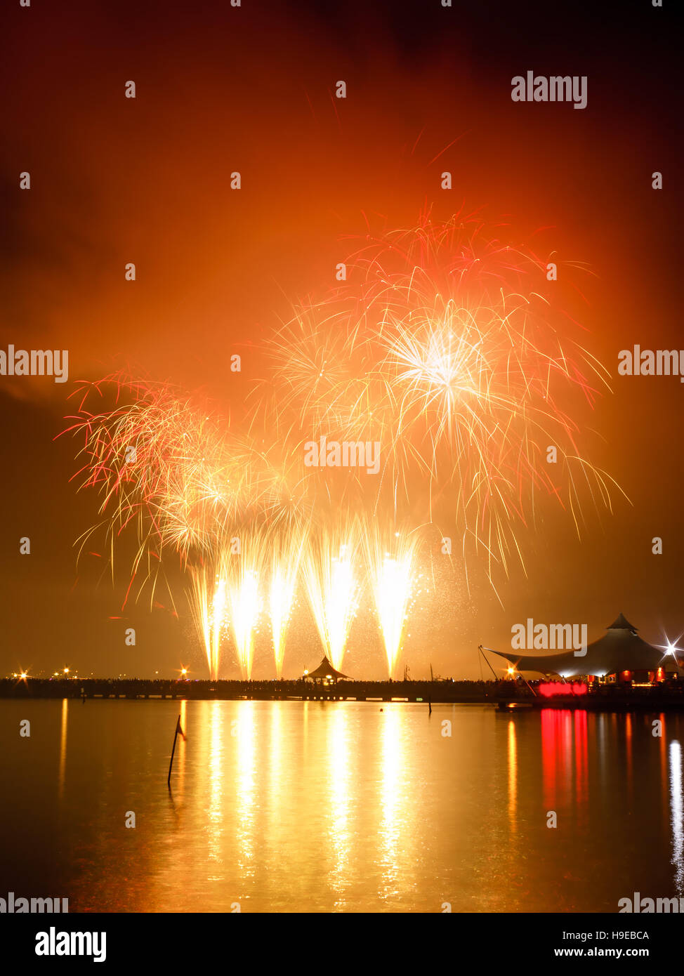 Spectacular fireworks show in a new year celebration that held at