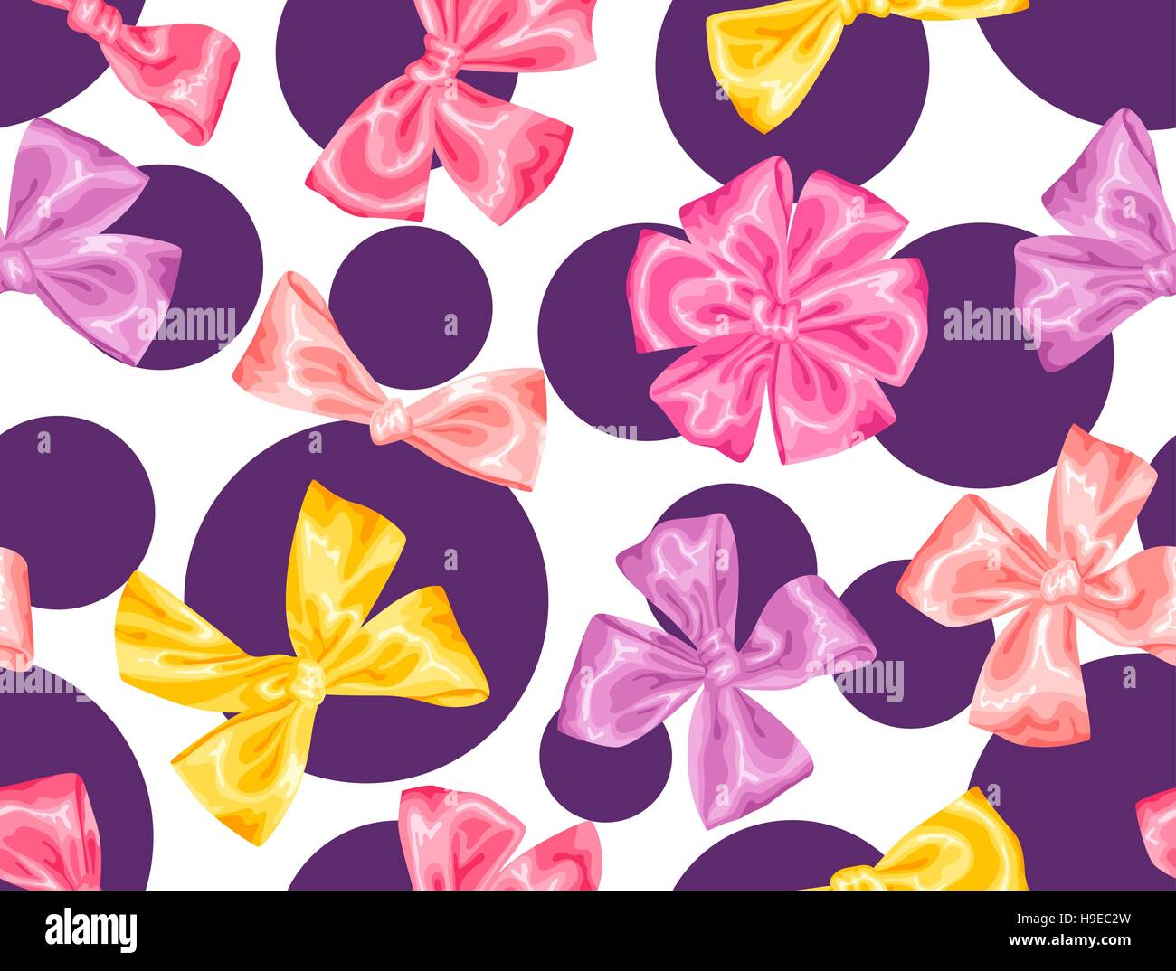 Seamless pattern with decorative delicate satin gift bows and ribbons ...