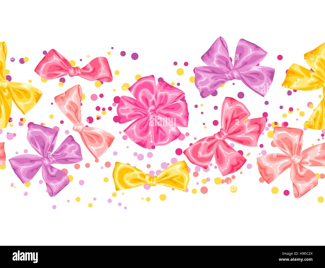 Seamless pattern with decorative delicate satin gift bows and ribbons ...