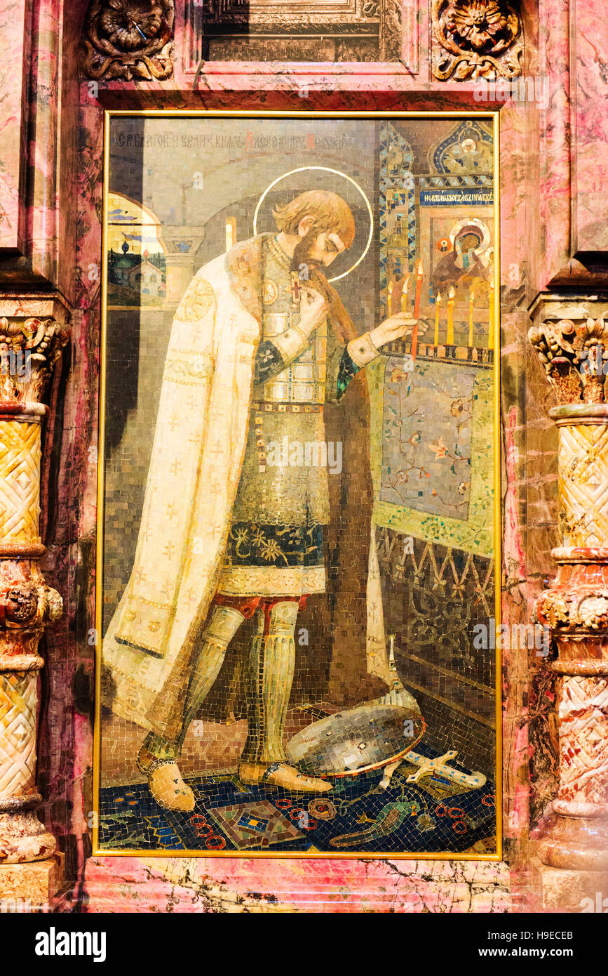 Interior of the Church of the Saviour on Spilled Blood, built on the spot where Alexander II was mortally wounded. Stock Photo