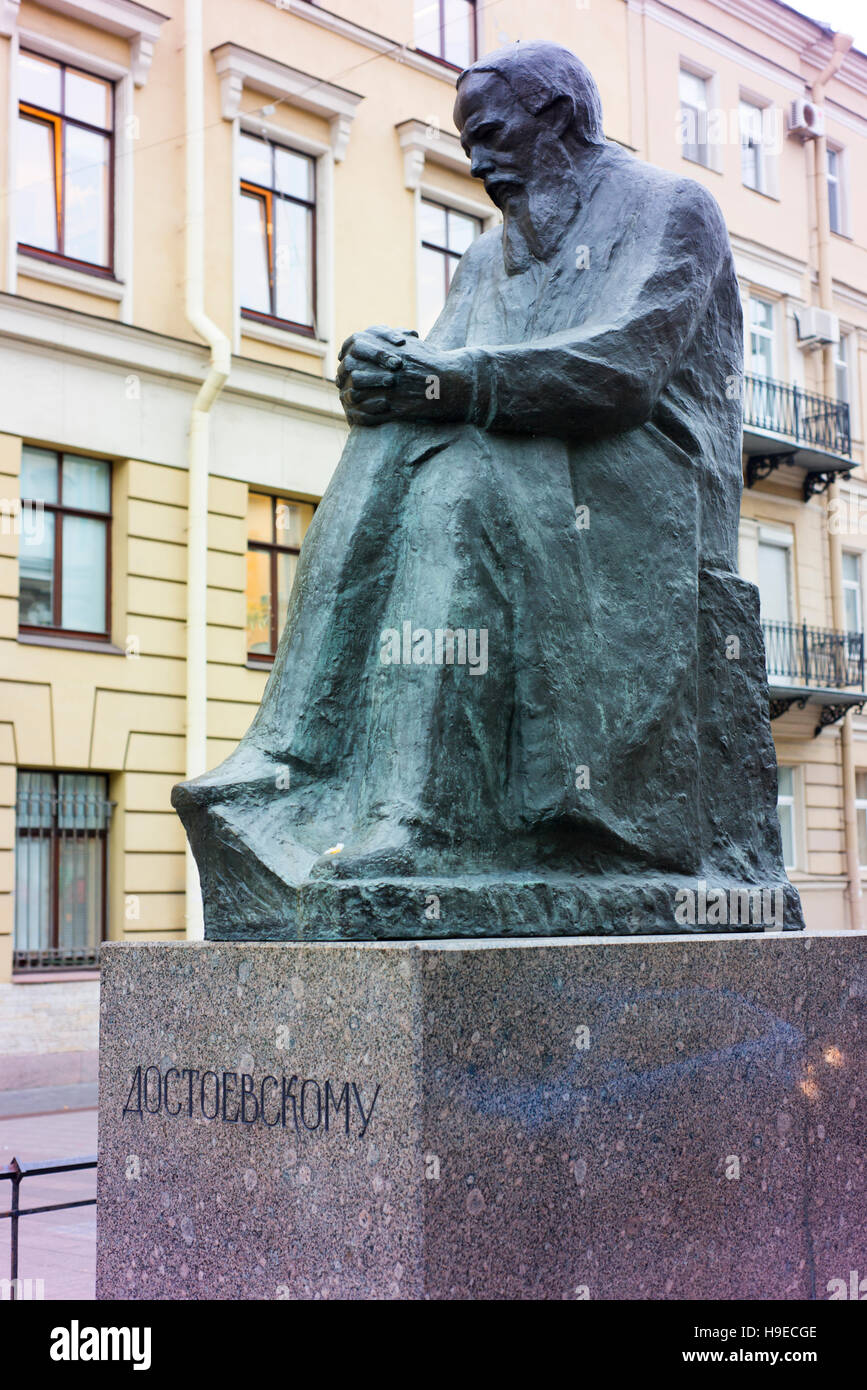 Monument to Fyodor Dostoevsky, the famous Russian writer. Stock Photo