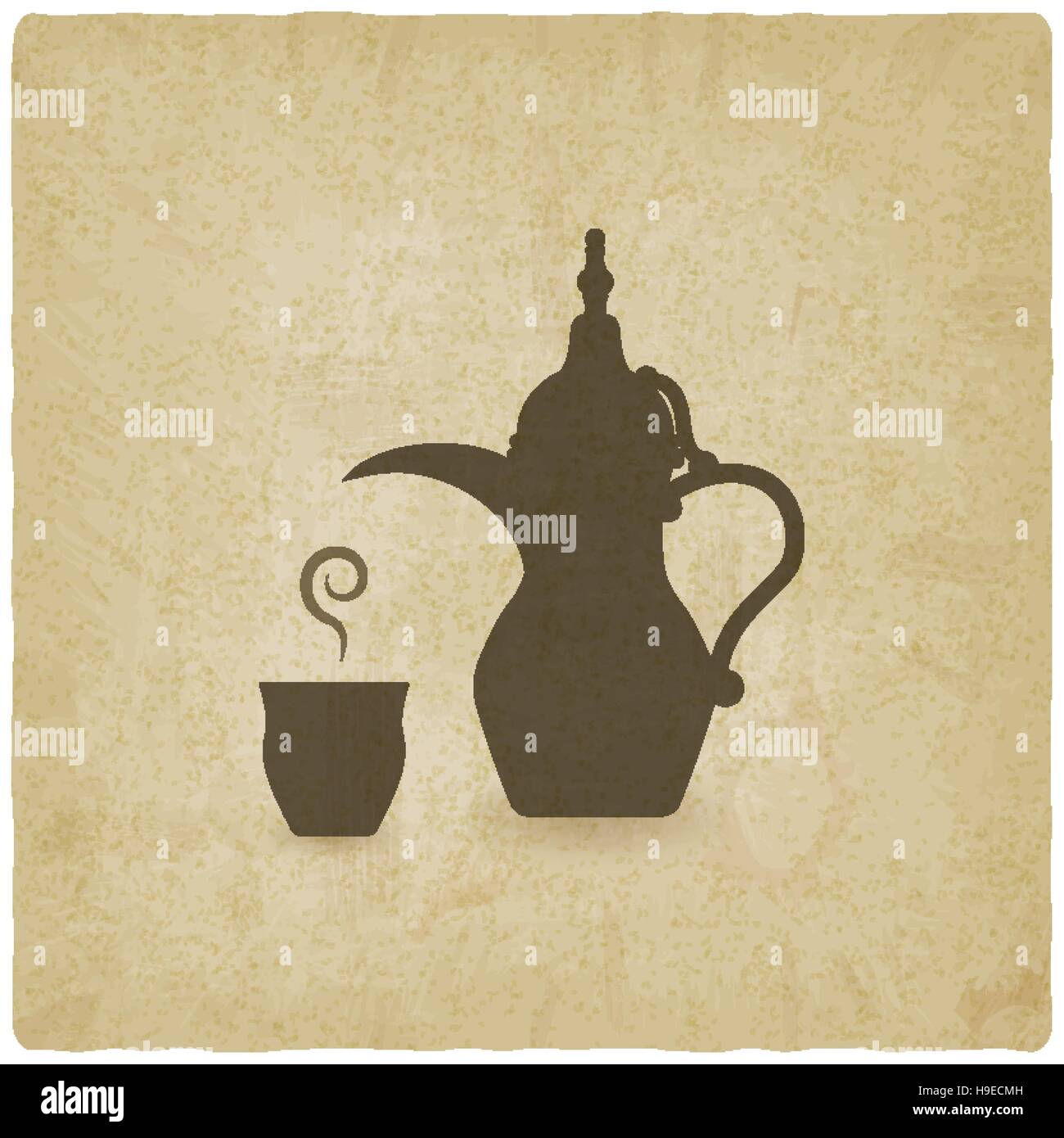 Arabic coffee pot old background. vector illustration - eps 10 Stock Vector