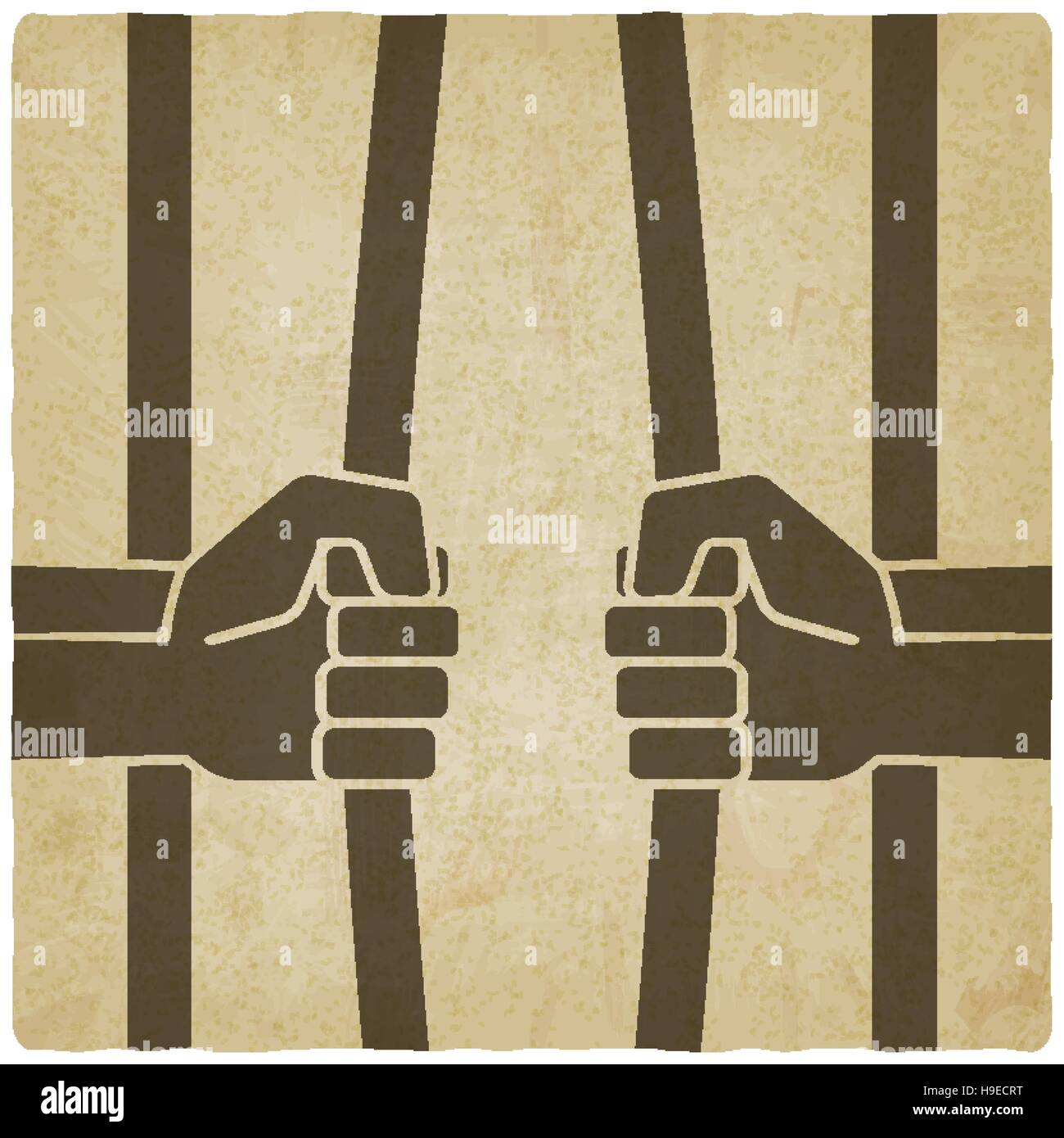 freedom concept. hands breaking prison bars old background. vector illustration - eps 10 Stock Vector