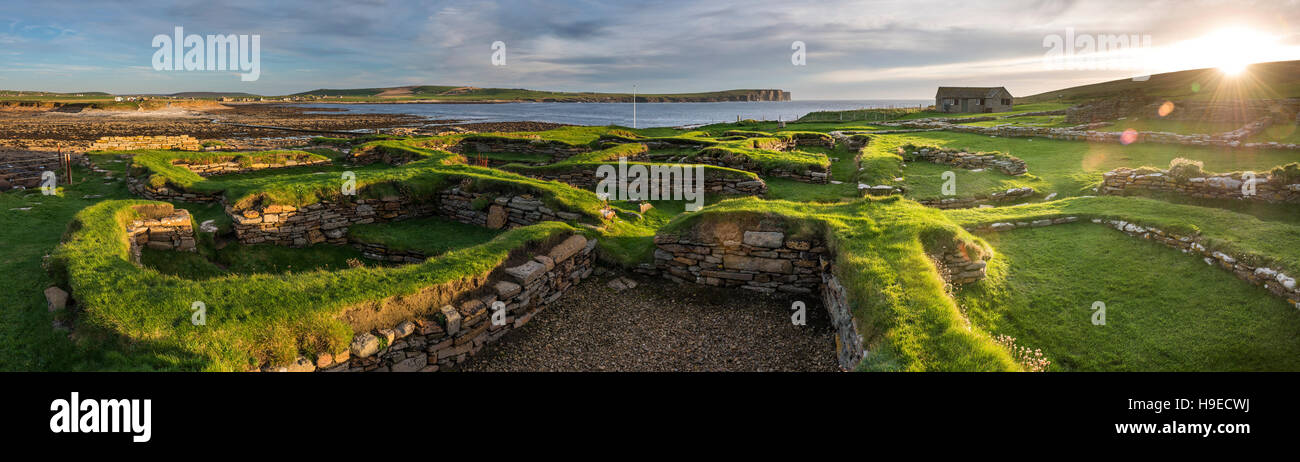 Pictish and Norse settlement remains on The Brough of Birsay, a tidal island off NW Mainland Orkney, Scotland, UK Stock Photo